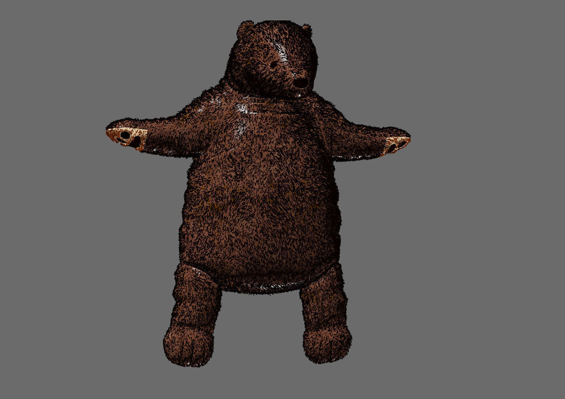 Brown bear stuffed toy Low-poly 3D model_7