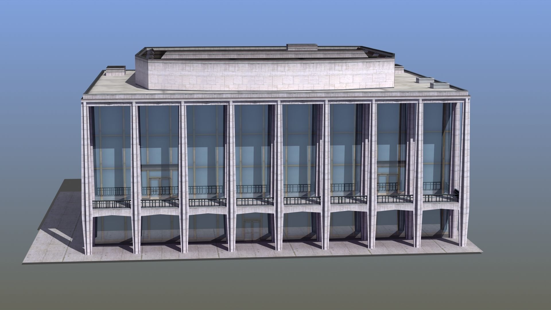 Modern Glass Building Low-poly 3D model_7