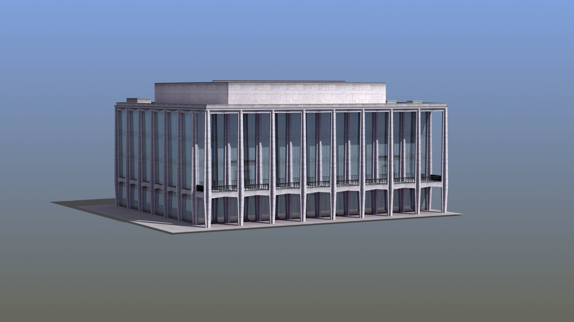 Modern Glass Building Low-poly 3D model_12