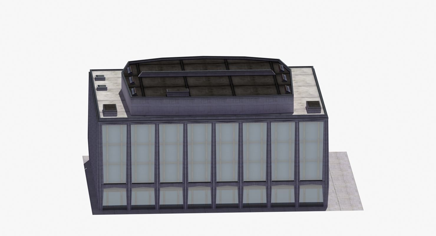 Modern Glass Building Low-poly 3D model_36