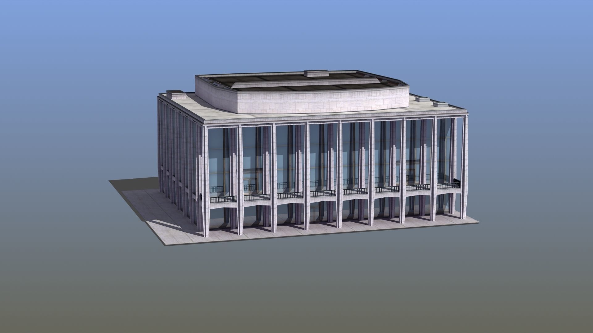 Modern Glass Building Low-poly 3D model_13