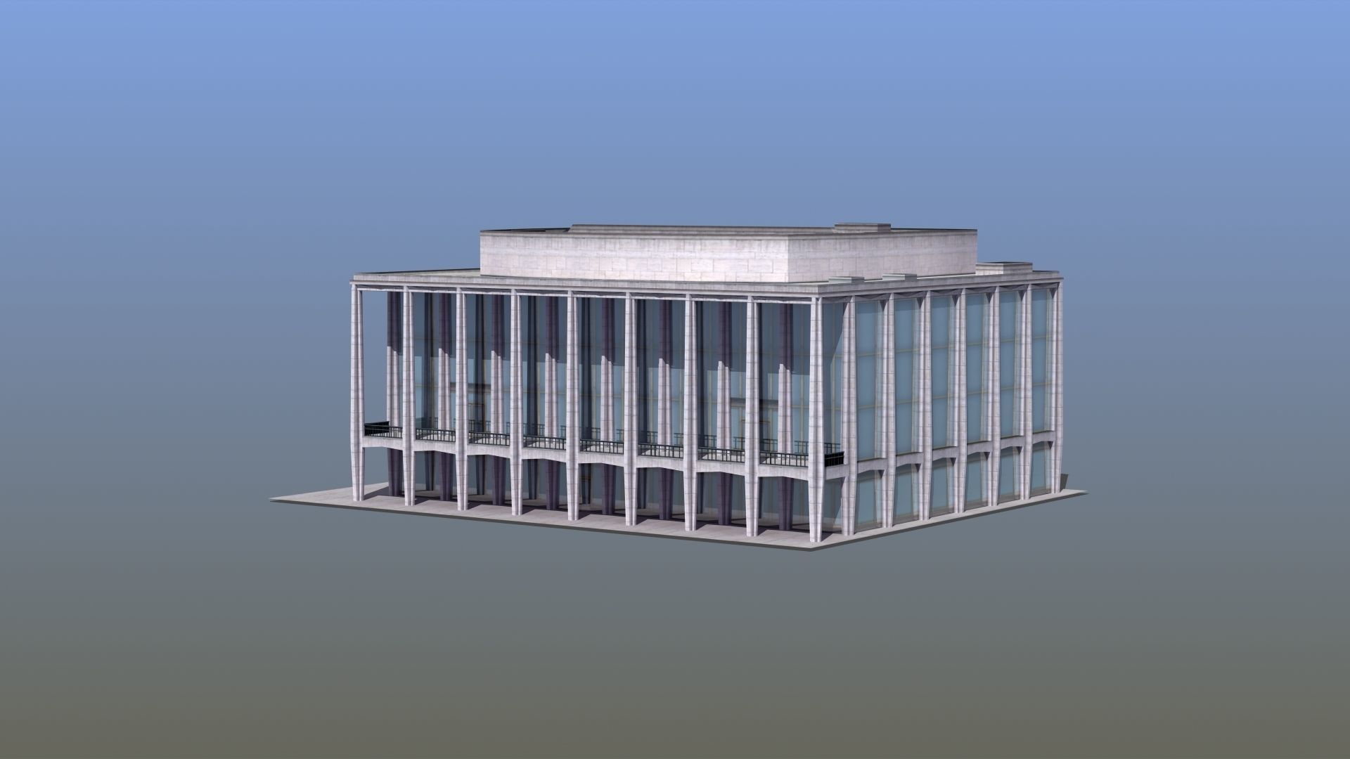 Modern Glass Building Low-poly 3D model_16