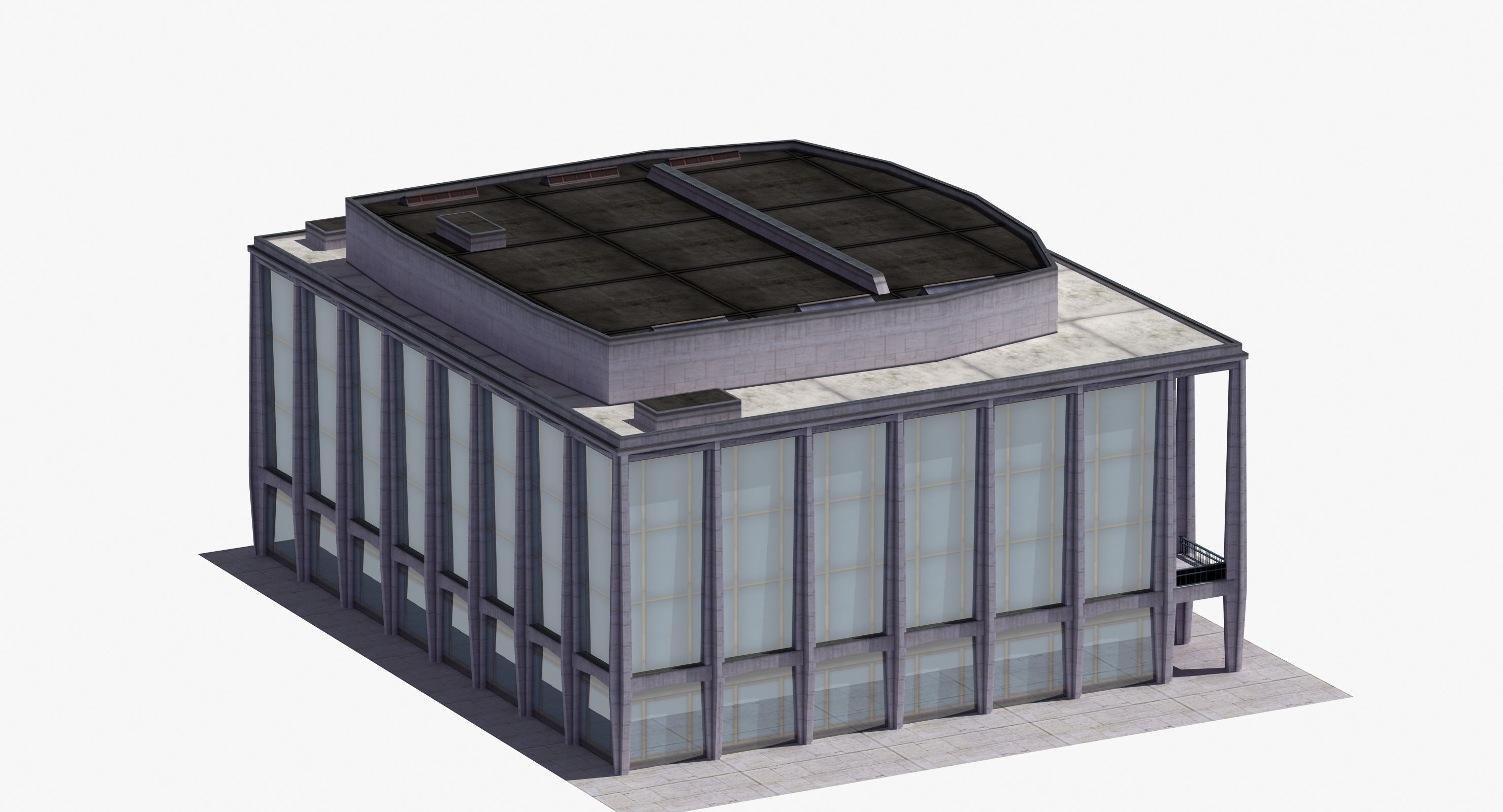 Modern Glass Building Low-poly 3D model_27
