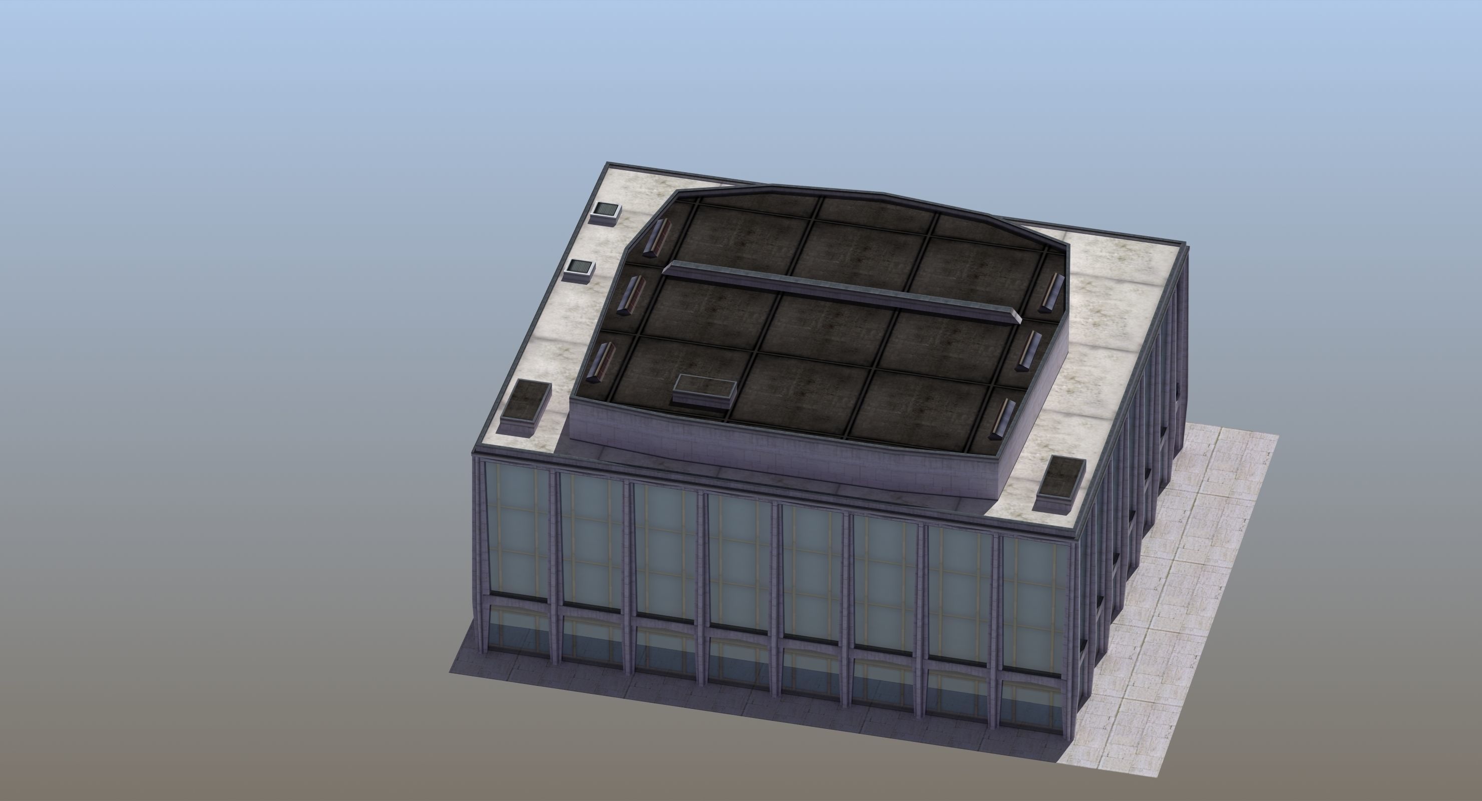 Modern Glass Building Low-poly 3D model_22