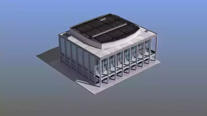 Modern Glass Building Low-poly 3D model