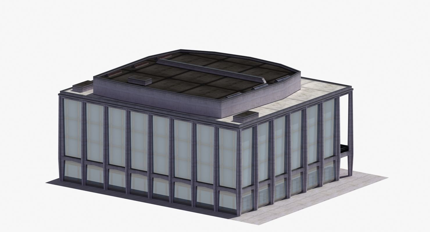 Modern Glass Building Low-poly 3D model_35