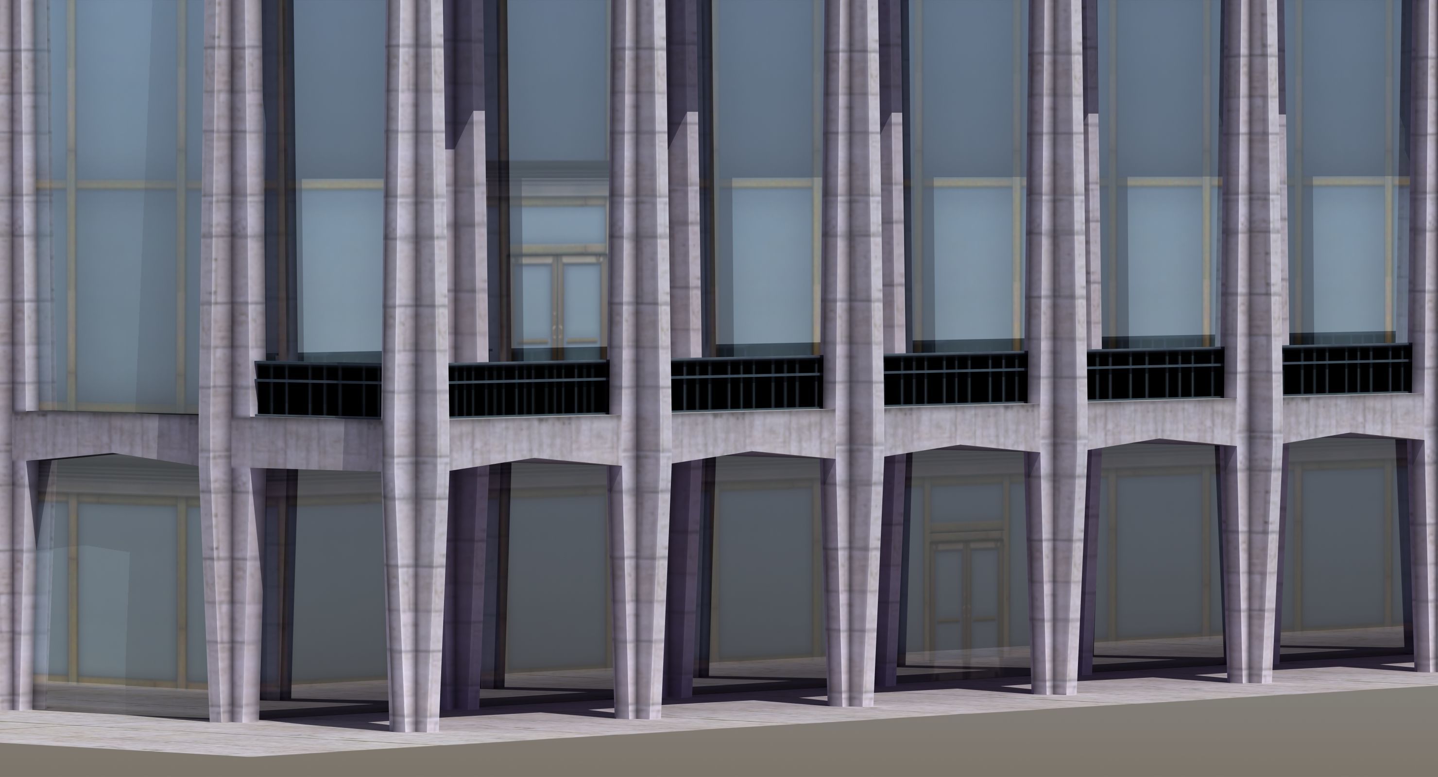 Modern Glass Building Low-poly 3D model_23