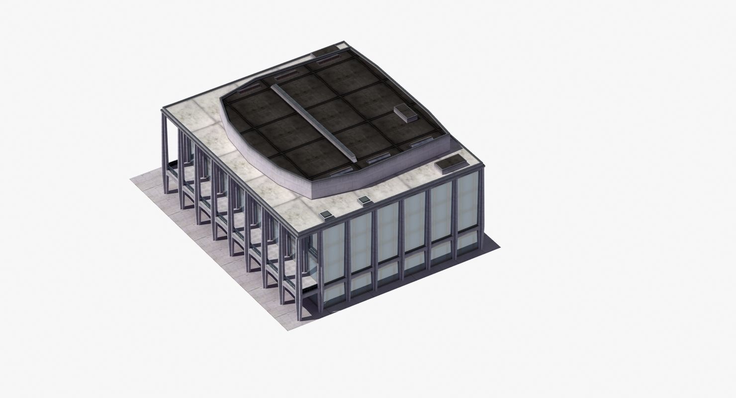 Modern Glass Building Low-poly 3D model_21
