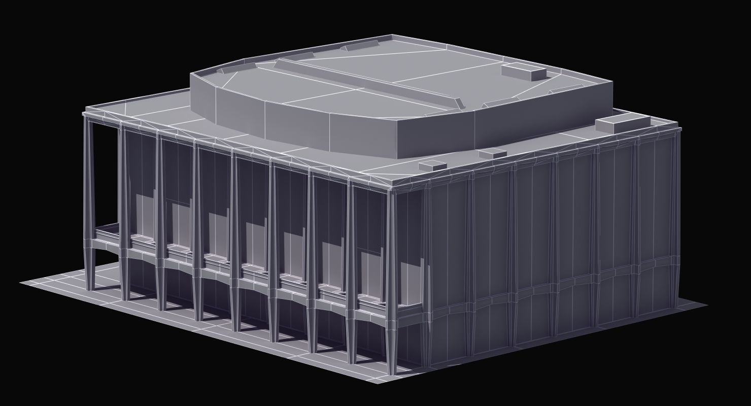 Modern Glass Building Low-poly 3D model_39