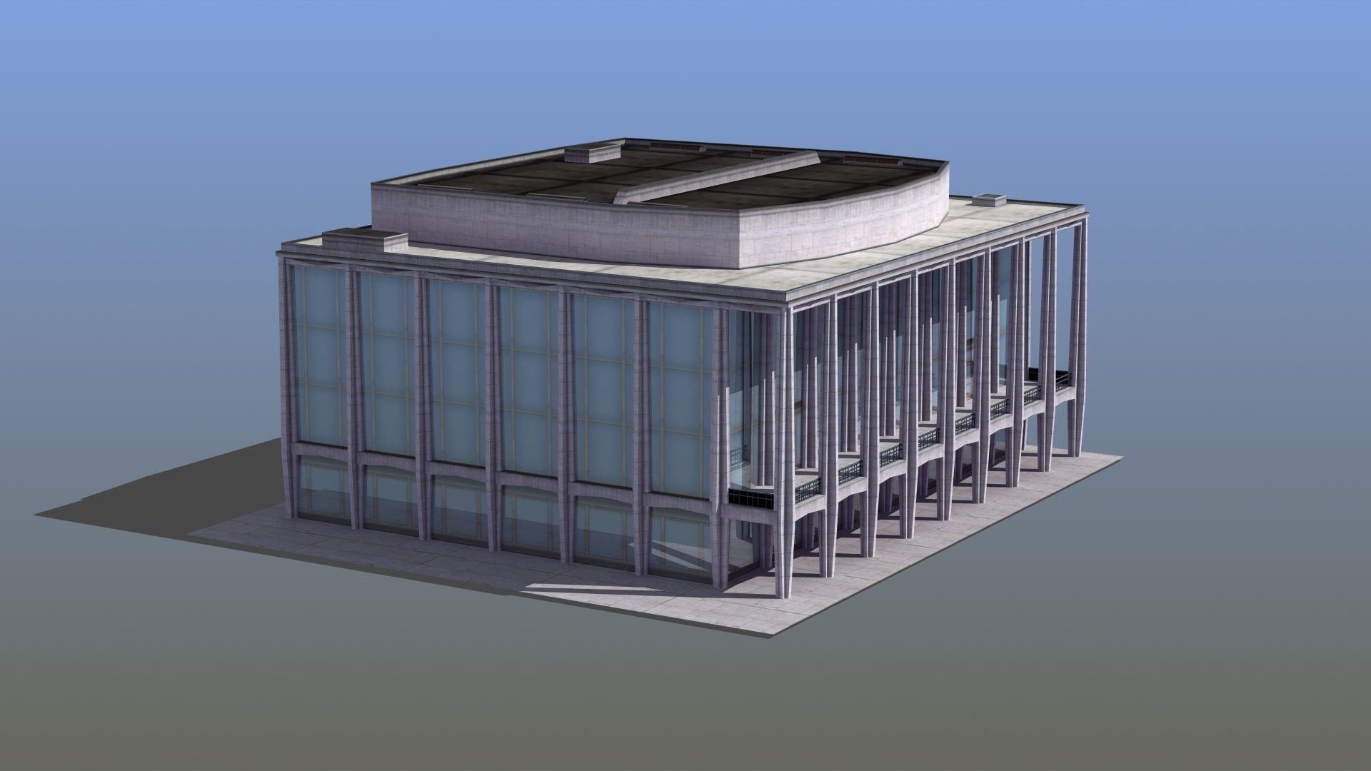 Modern Glass Building Low-poly 3D model_8