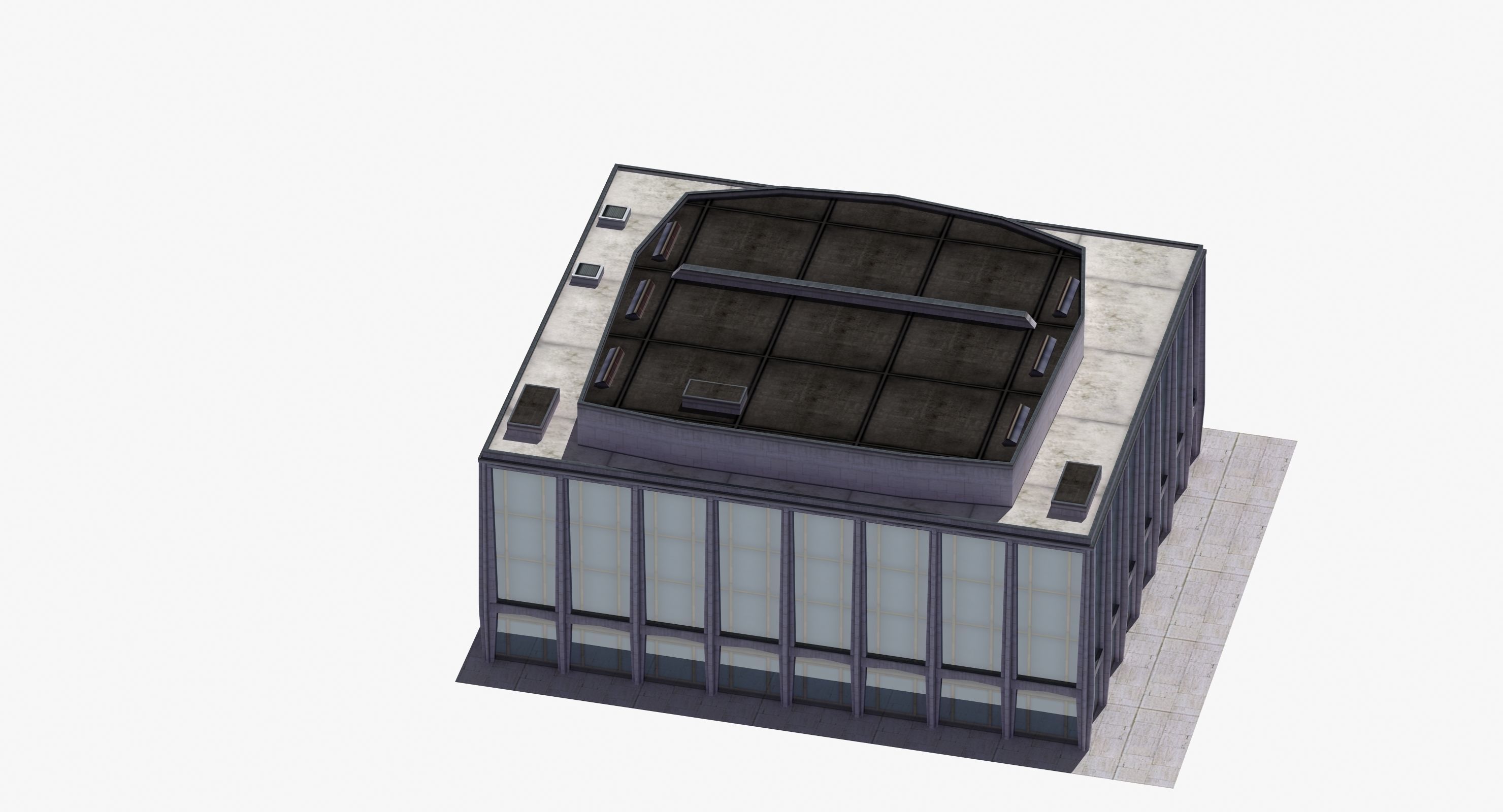 Modern Glass Building Low-poly 3D model_29