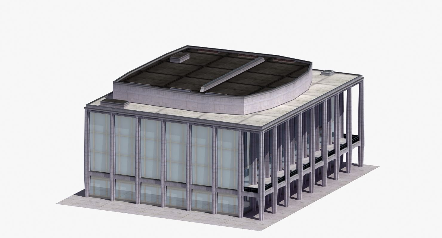 Modern Glass Building Low-poly 3D model_33