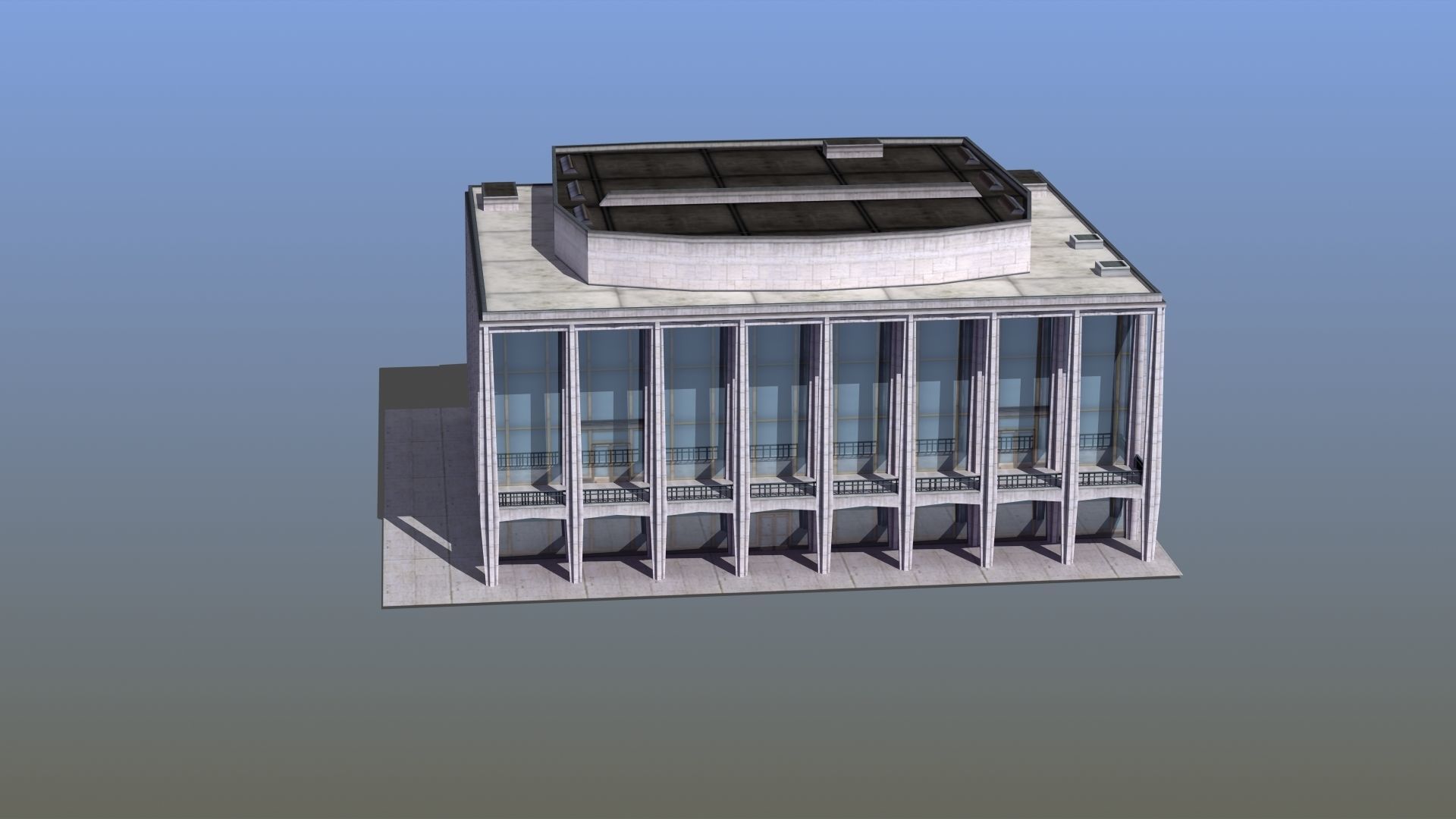 Modern Glass Building Low-poly 3D model_14