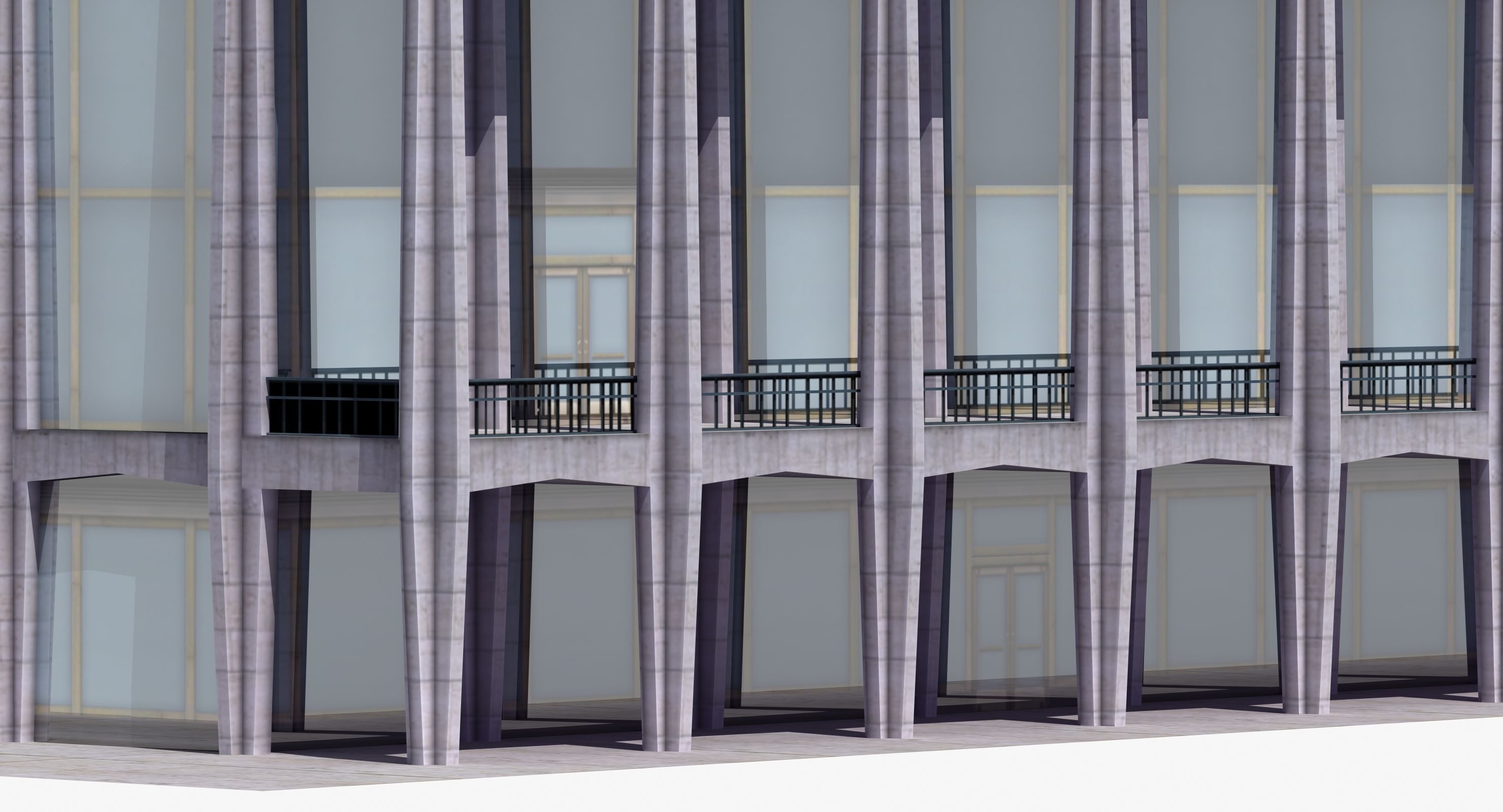 Modern Glass Building Low-poly 3D model_30