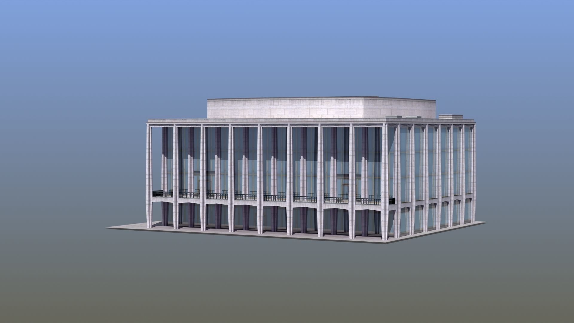 Modern Glass Building Low-poly 3D model_6