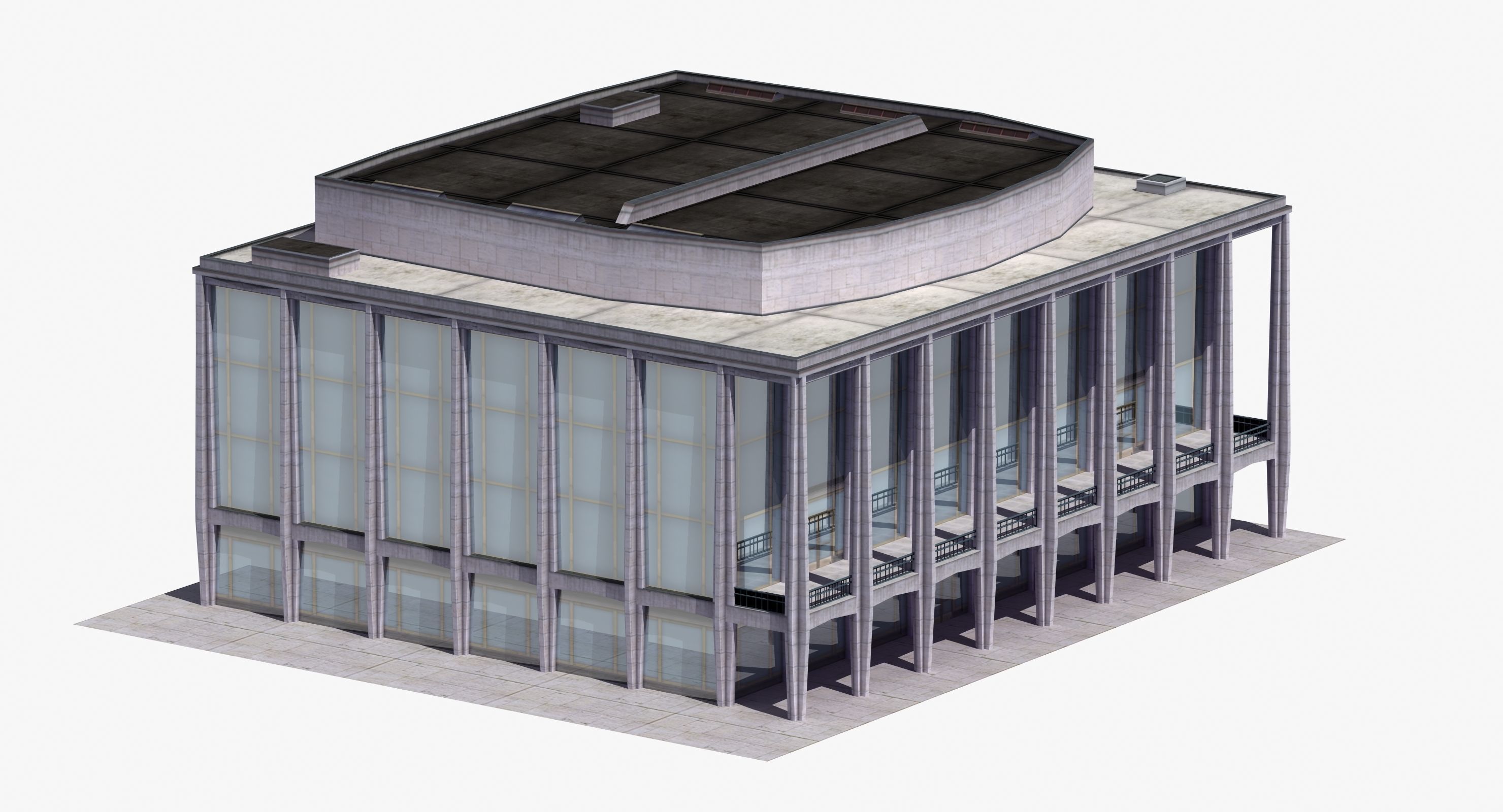 Modern Glass Building Low-poly 3D model_25
