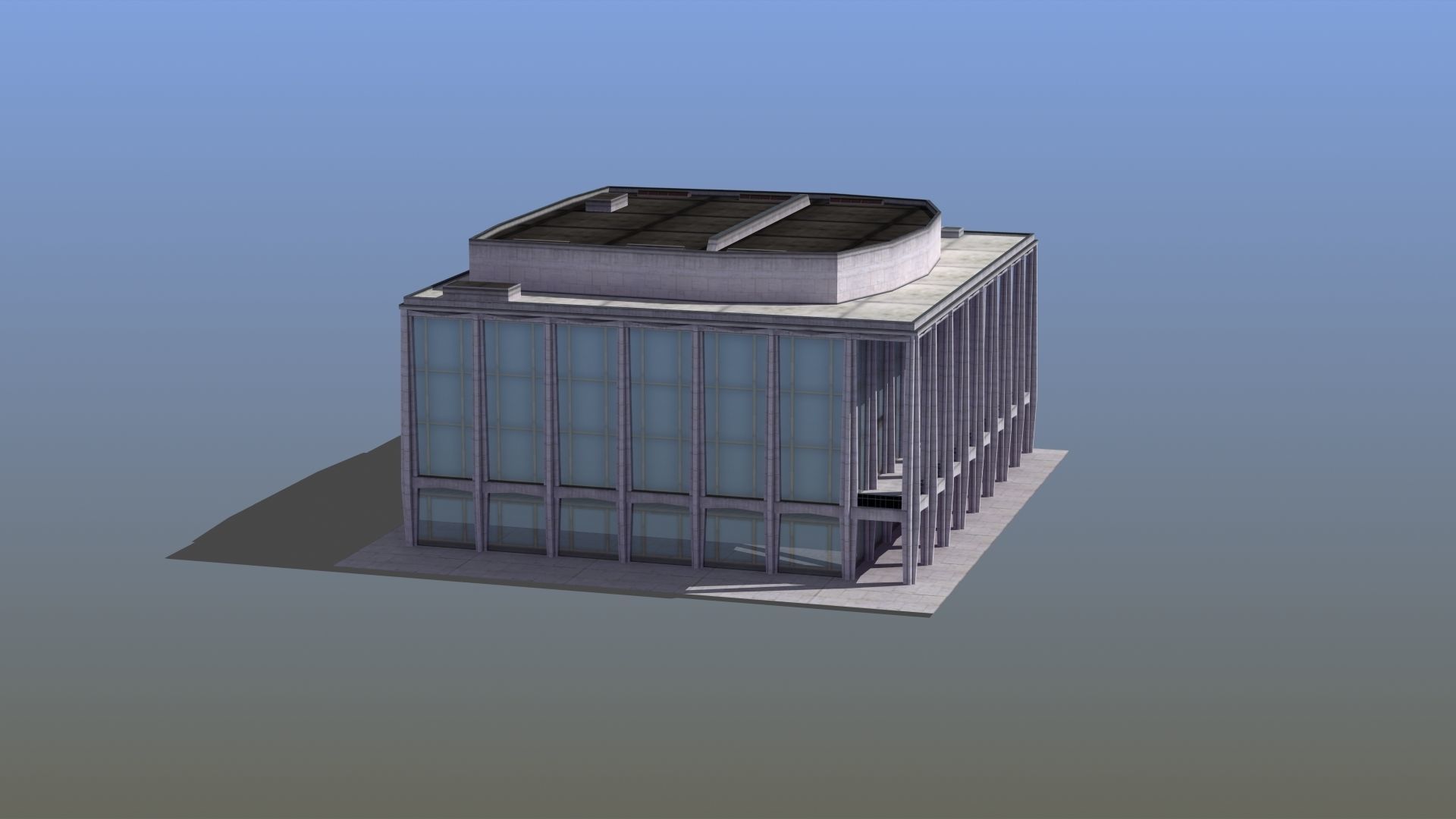 Modern Glass Building Low-poly 3D model_9