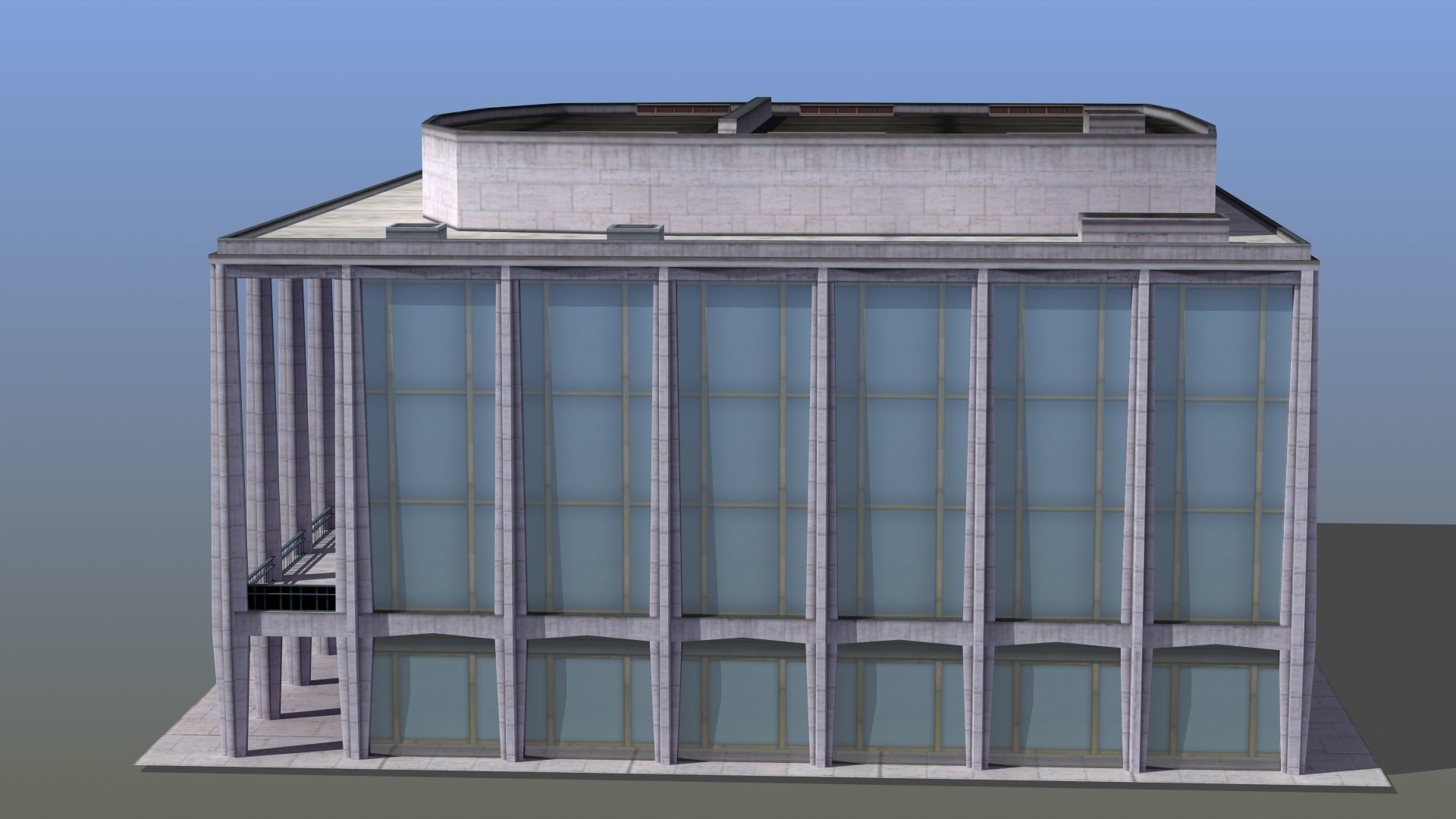 Modern Glass Building Low-poly 3D model_3