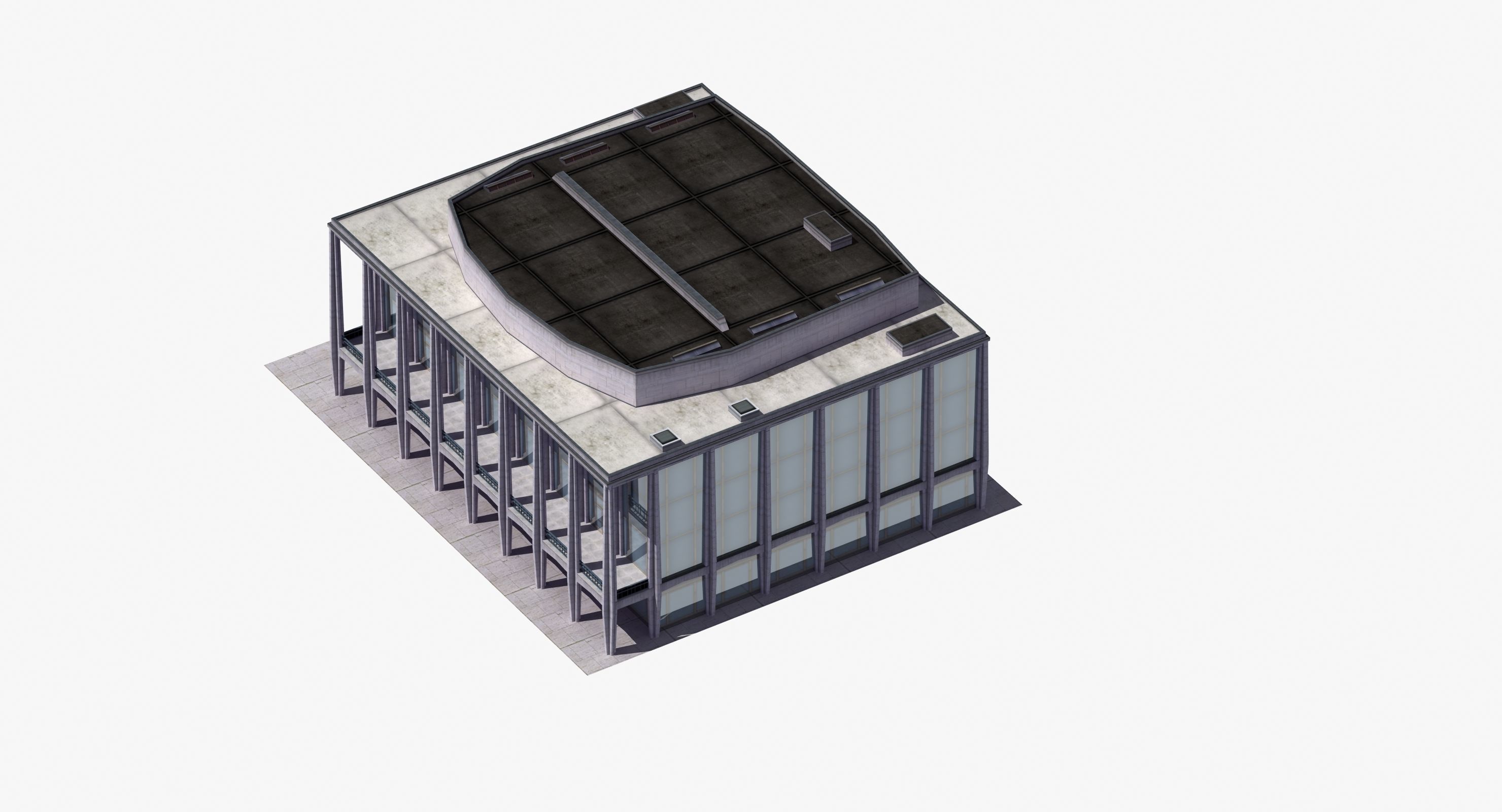 Modern Glass Building Low-poly 3D model_28