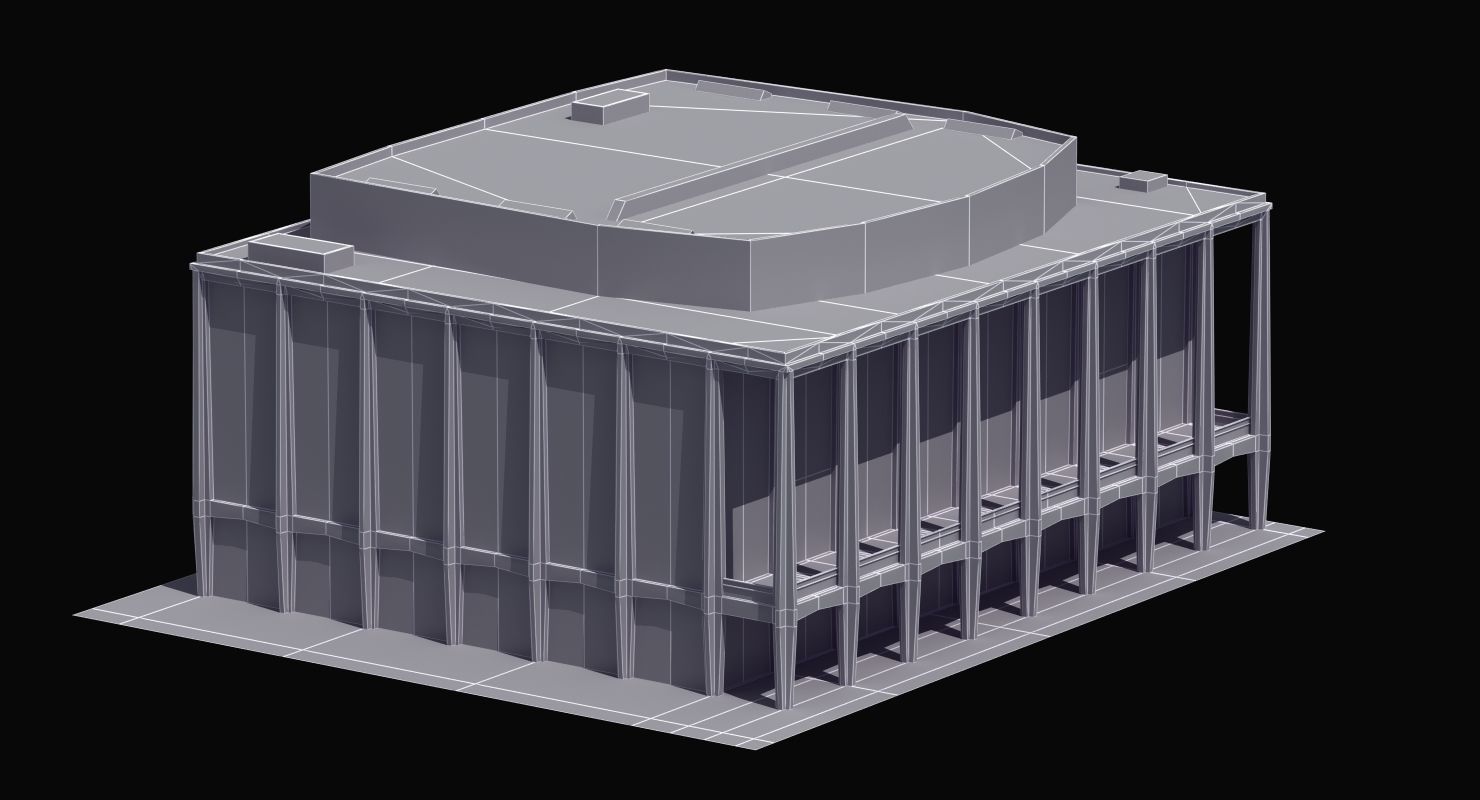 Modern Glass Building Low-poly 3D model_38
