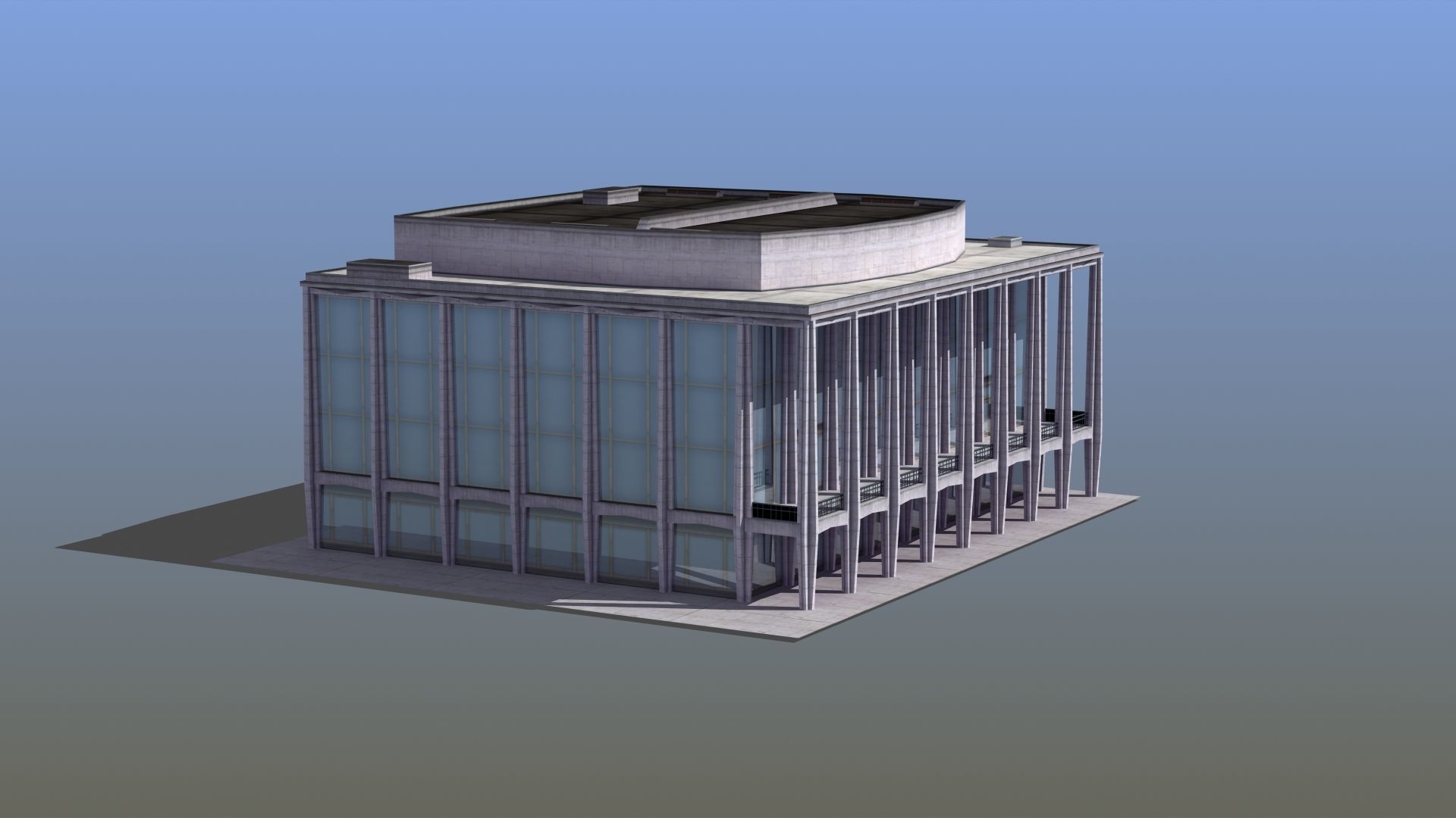 Modern Glass Building Low-poly 3D model_11