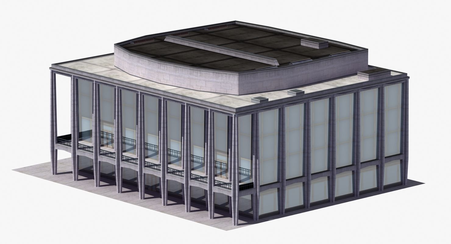 Modern Glass Building Low-poly 3D model_19