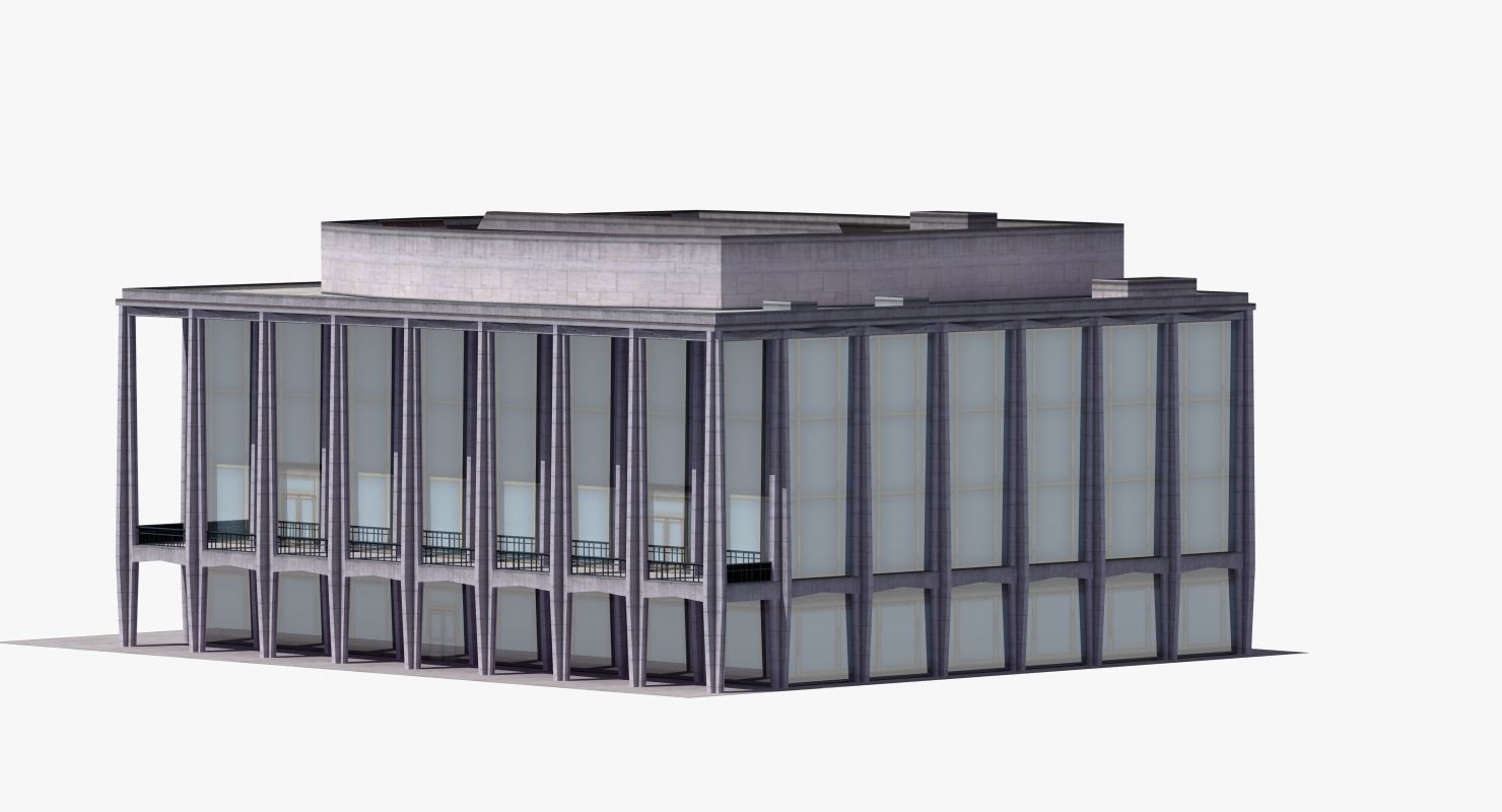 Modern Glass Building Low-poly 3D model_17