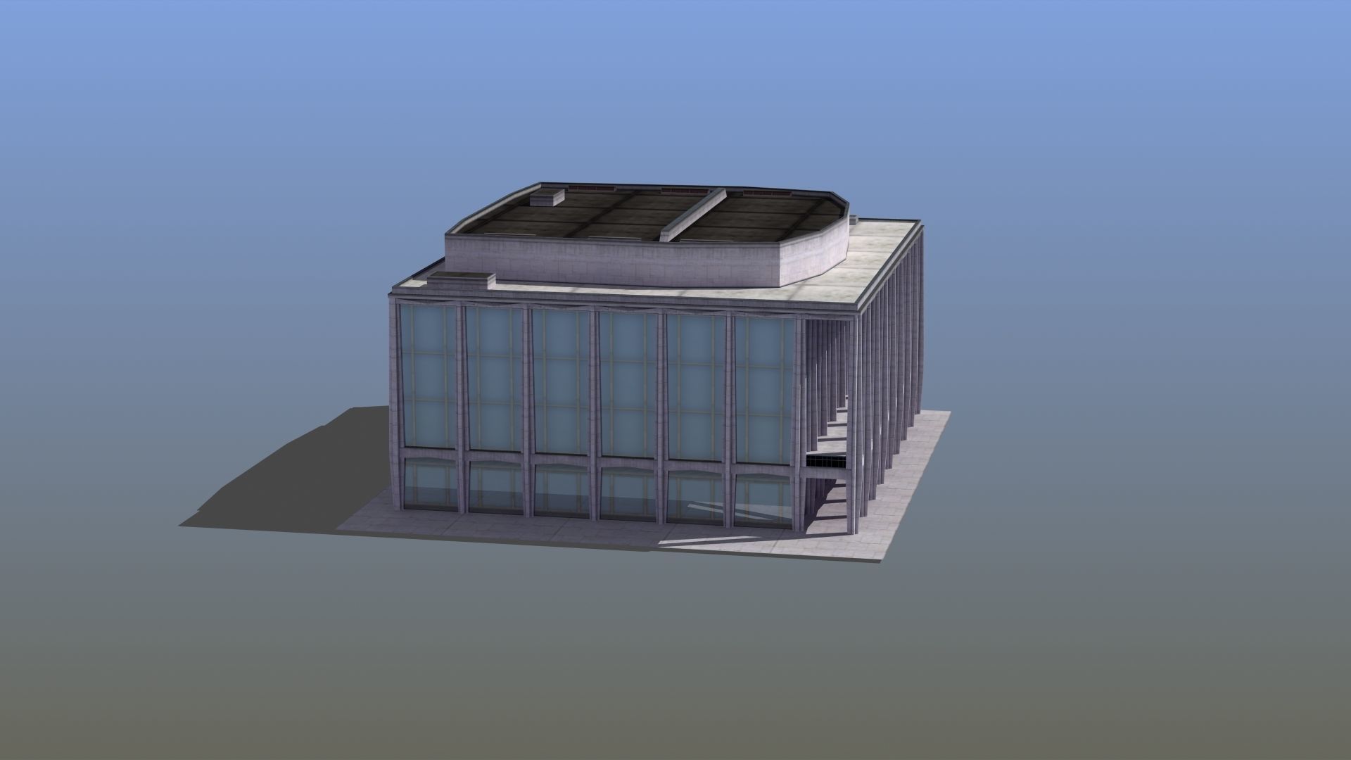 Modern Glass Building Low-poly 3D model_10