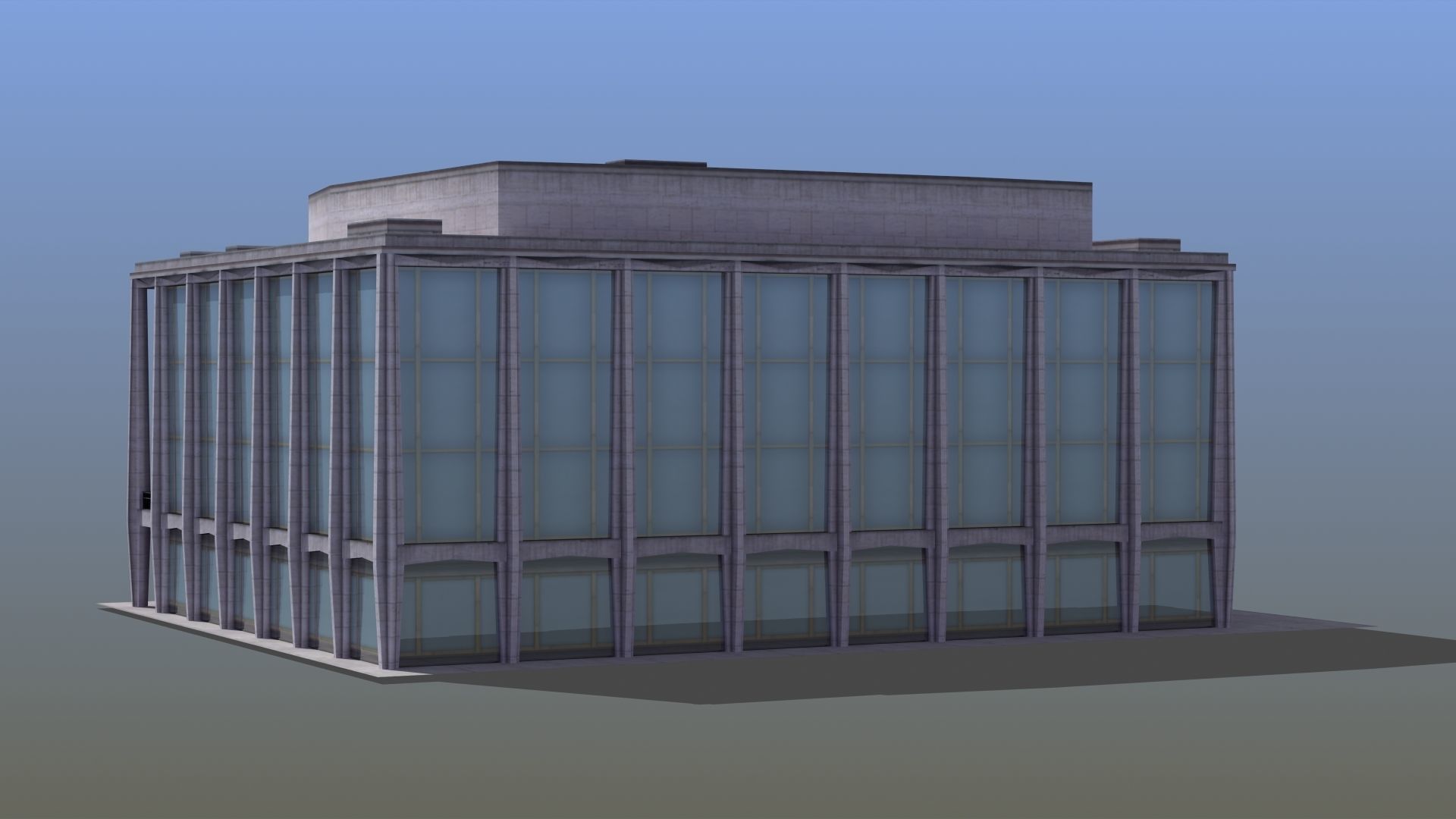 Modern Glass Building Low-poly 3D model_4
