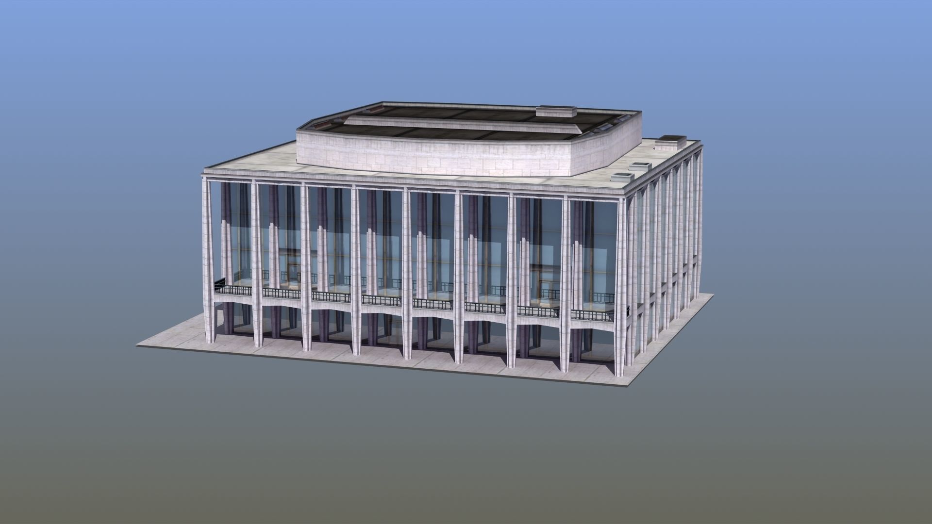 Modern Glass Building Low-poly 3D model_15