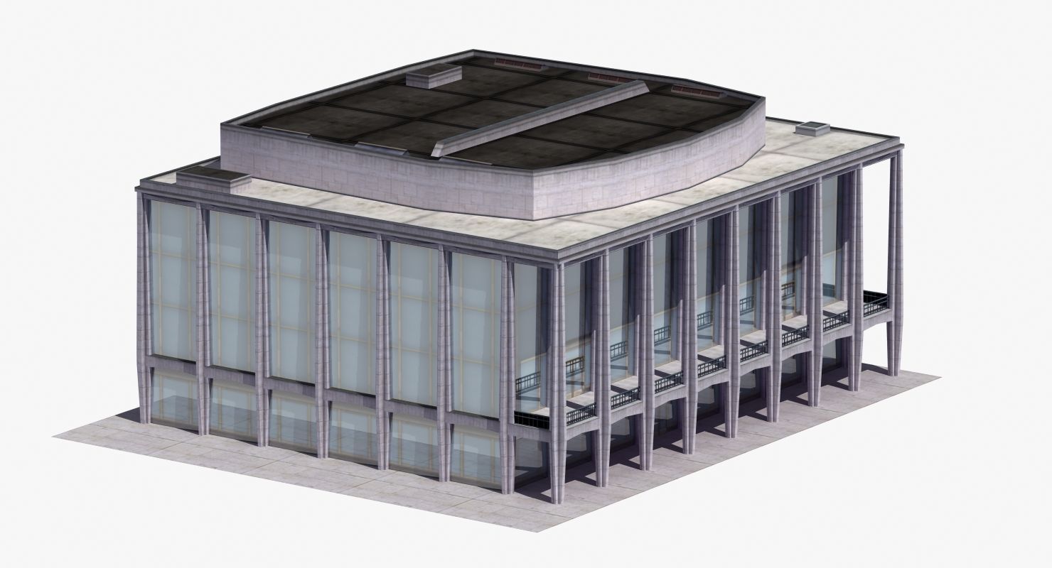 Modern Glass Building Low-poly 3D model_18
