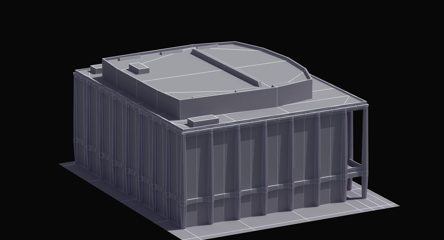 Modern Glass Building Low-poly 3D model_40