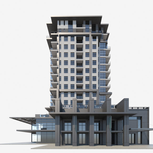Apartment building 3D model_2