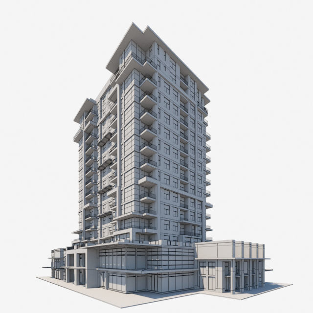 Apartment building 3D model_4