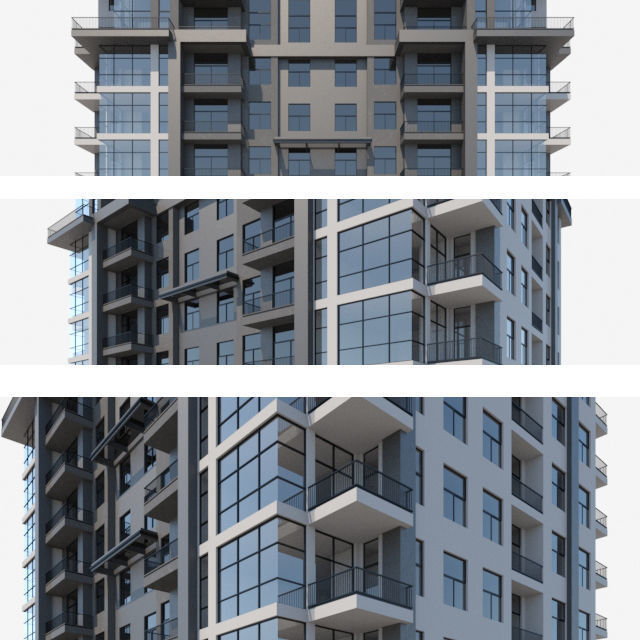 Apartment building 3D model_3