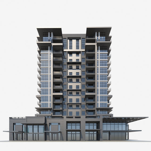 Apartment building 3D model_1