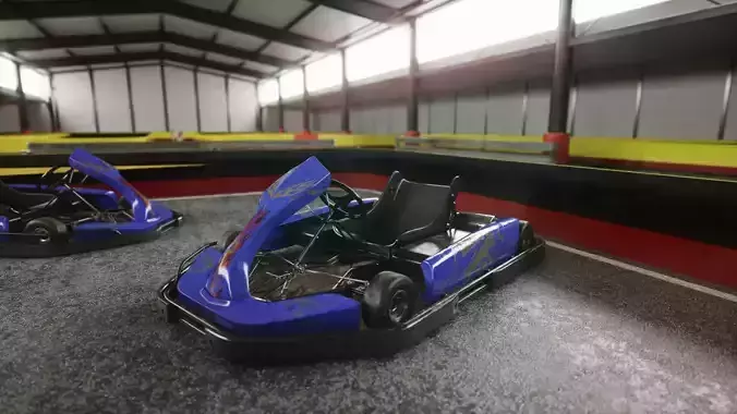 Gokart Track with Car Low-poly 3D model