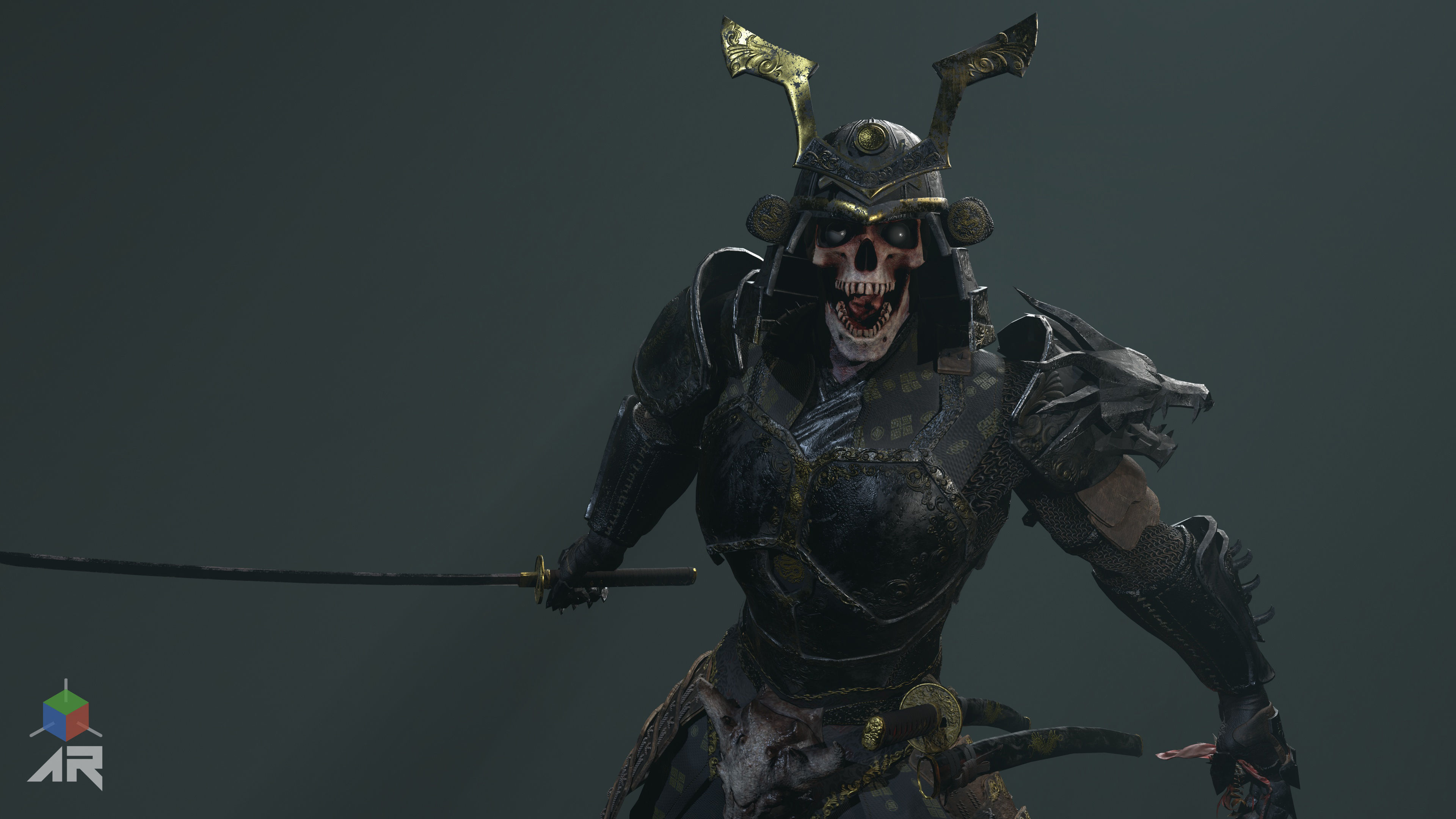 Dead Samurai Low-poly 3D model_23