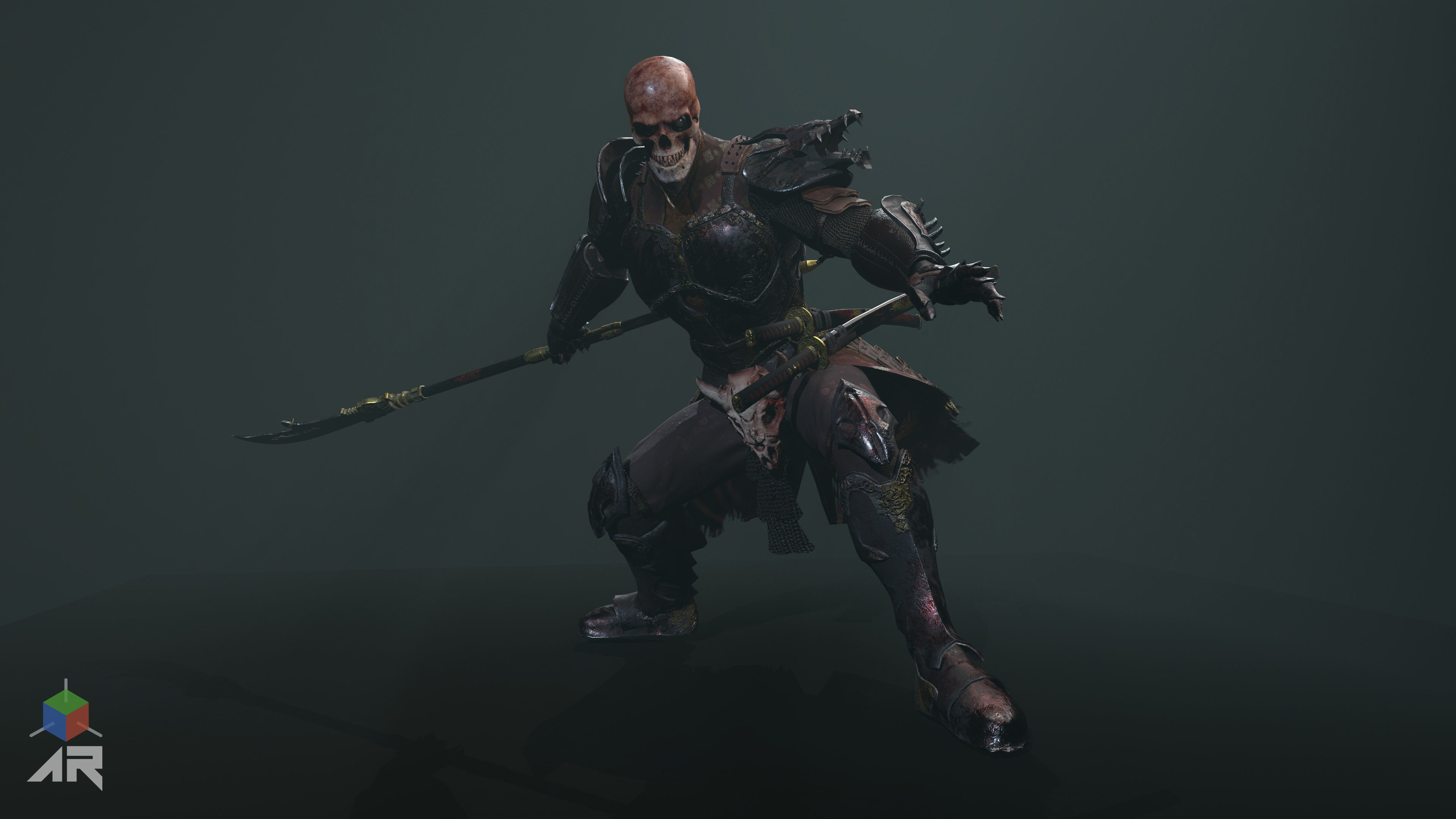 Dead Samurai Low-poly 3D model_13