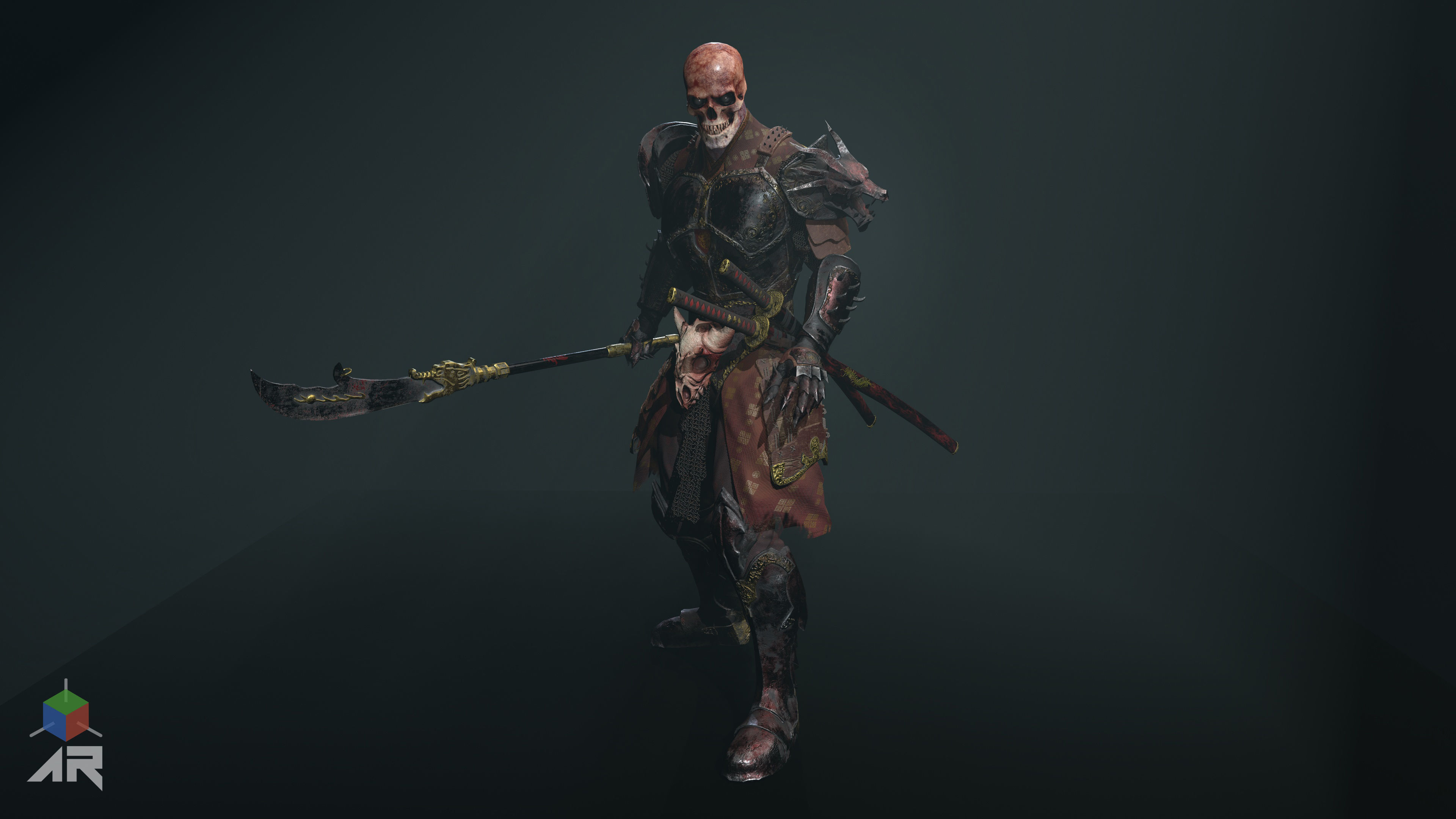 Dead Samurai Low-poly 3D model_24