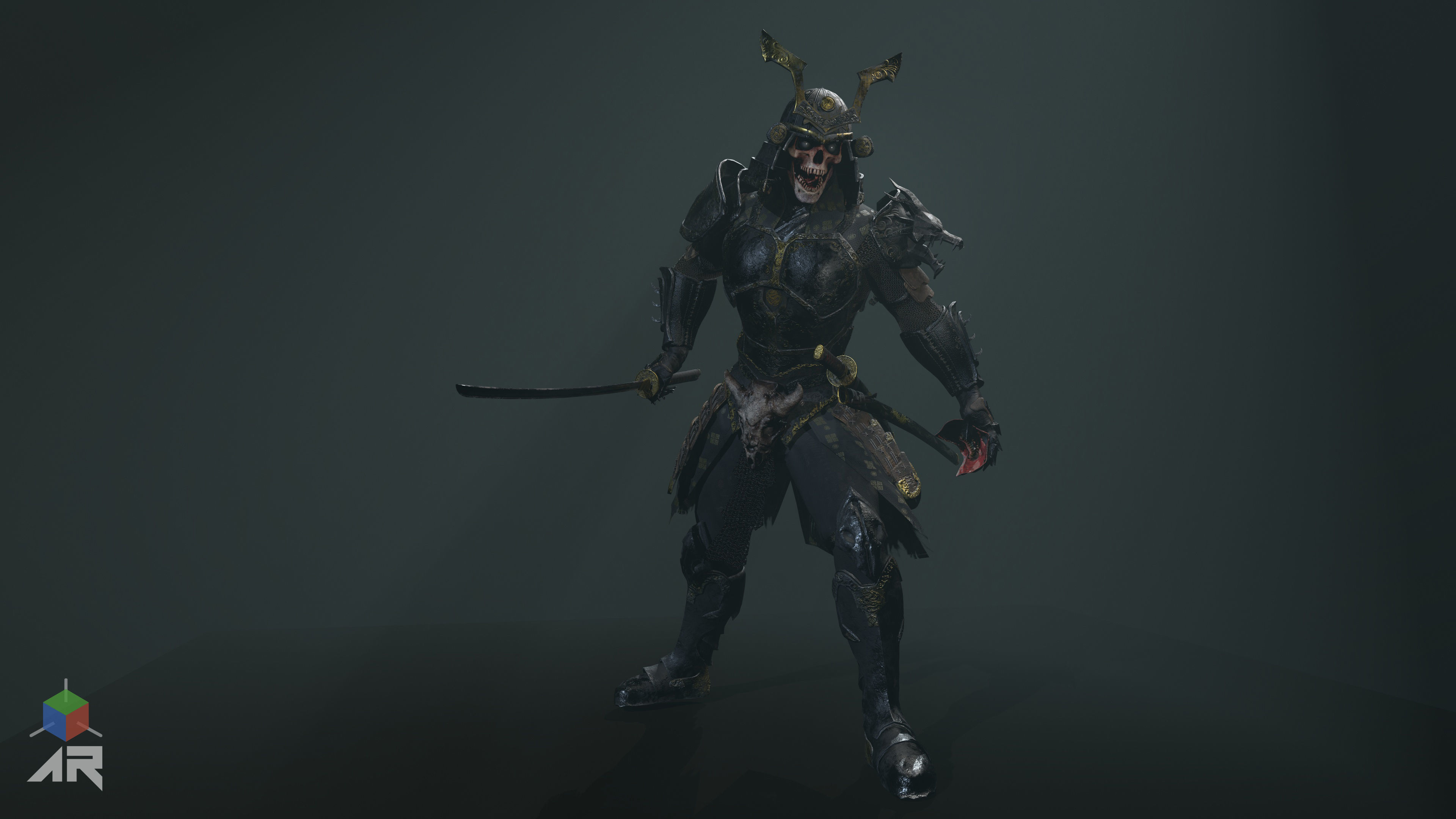 Dead Samurai Low-poly 3D model_18