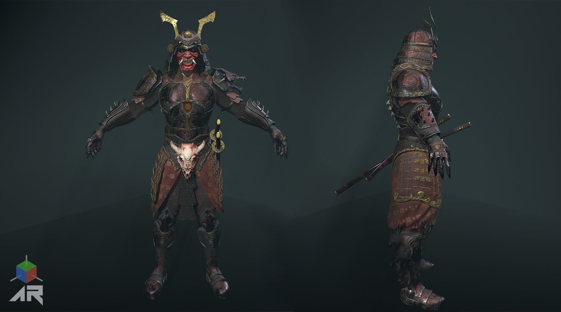 Dead Samurai Low-poly 3D model_8