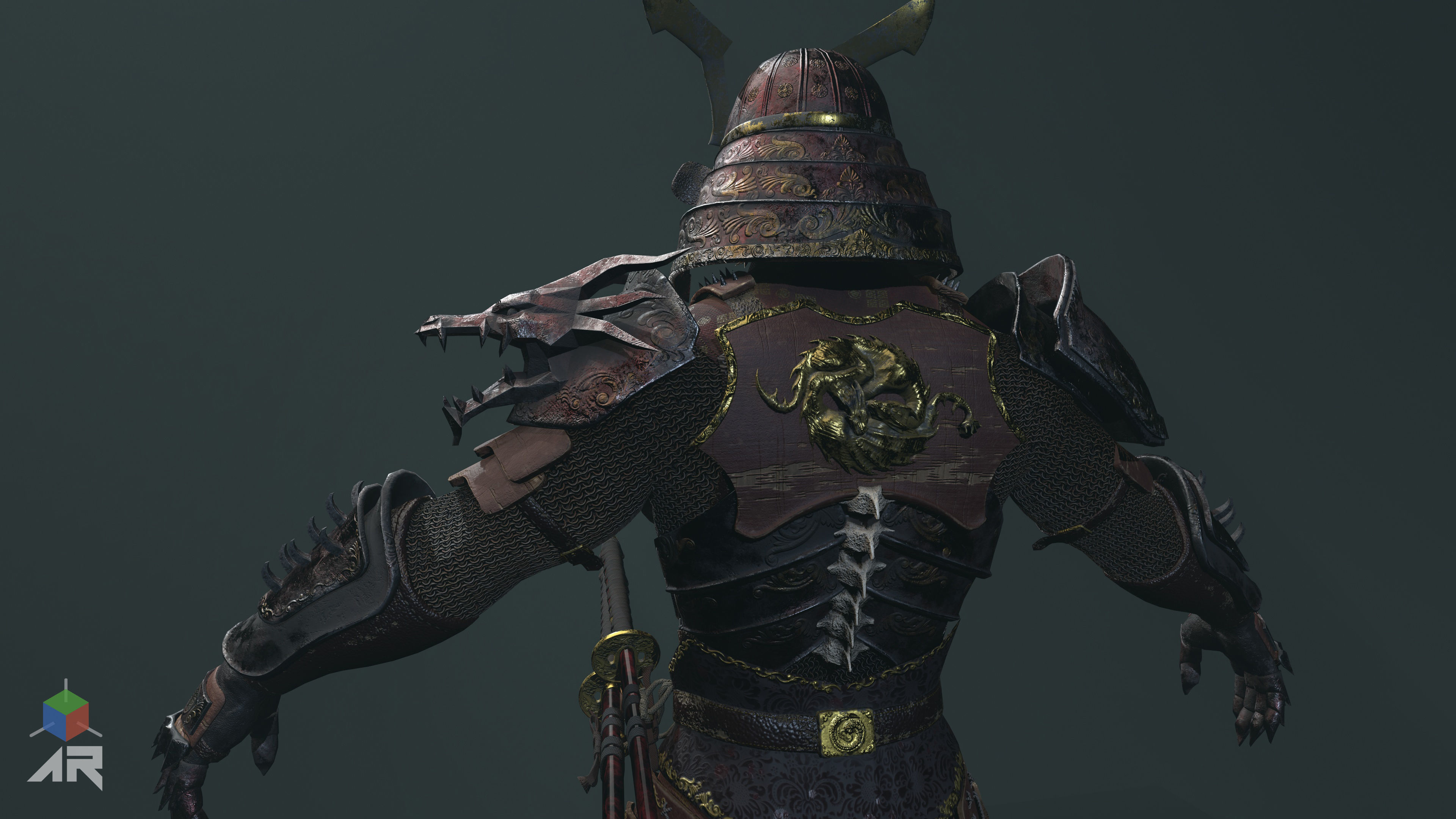 Dead Samurai Low-poly 3D model_15
