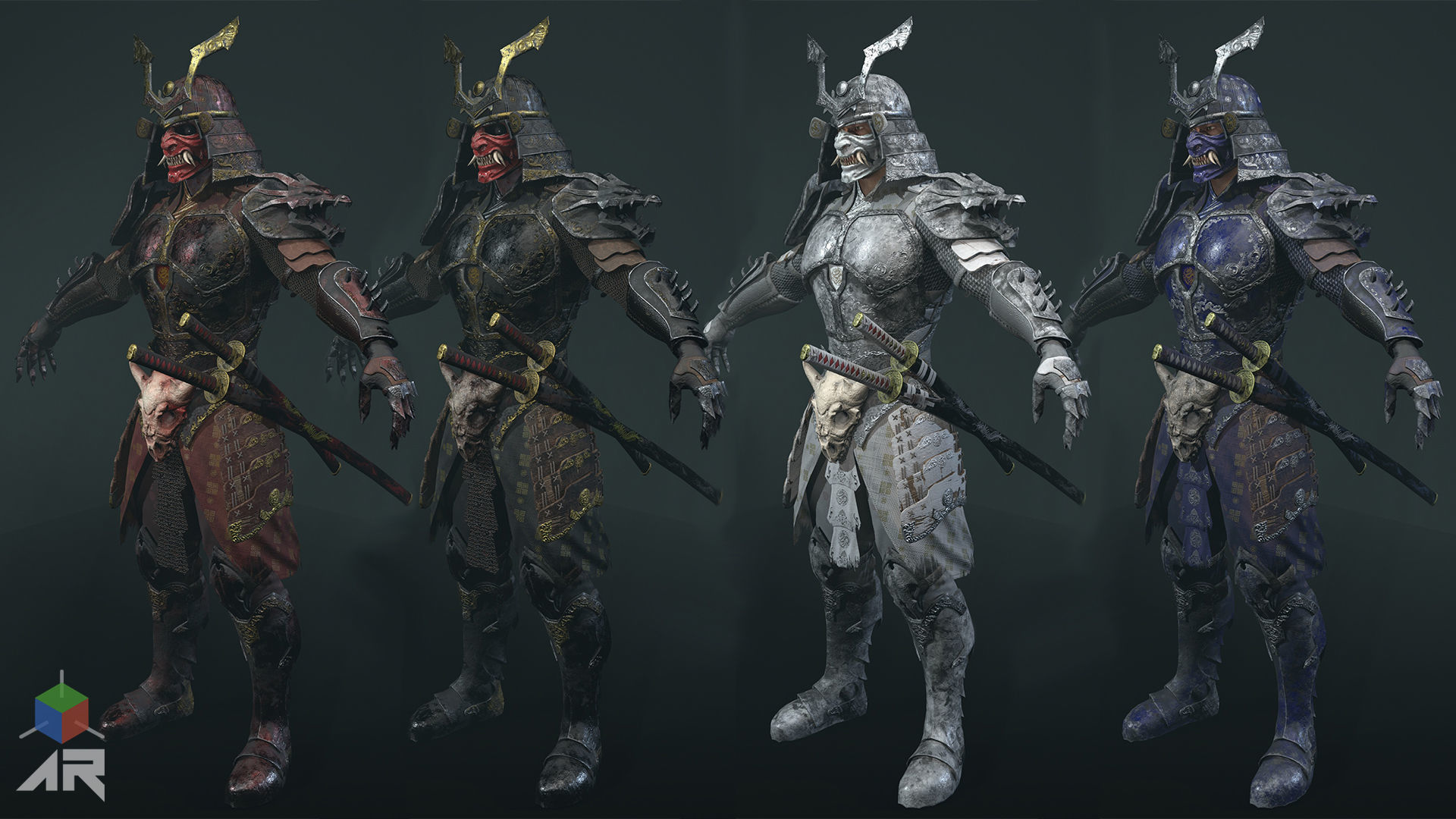Dead Samurai Low-poly 3D model_5
