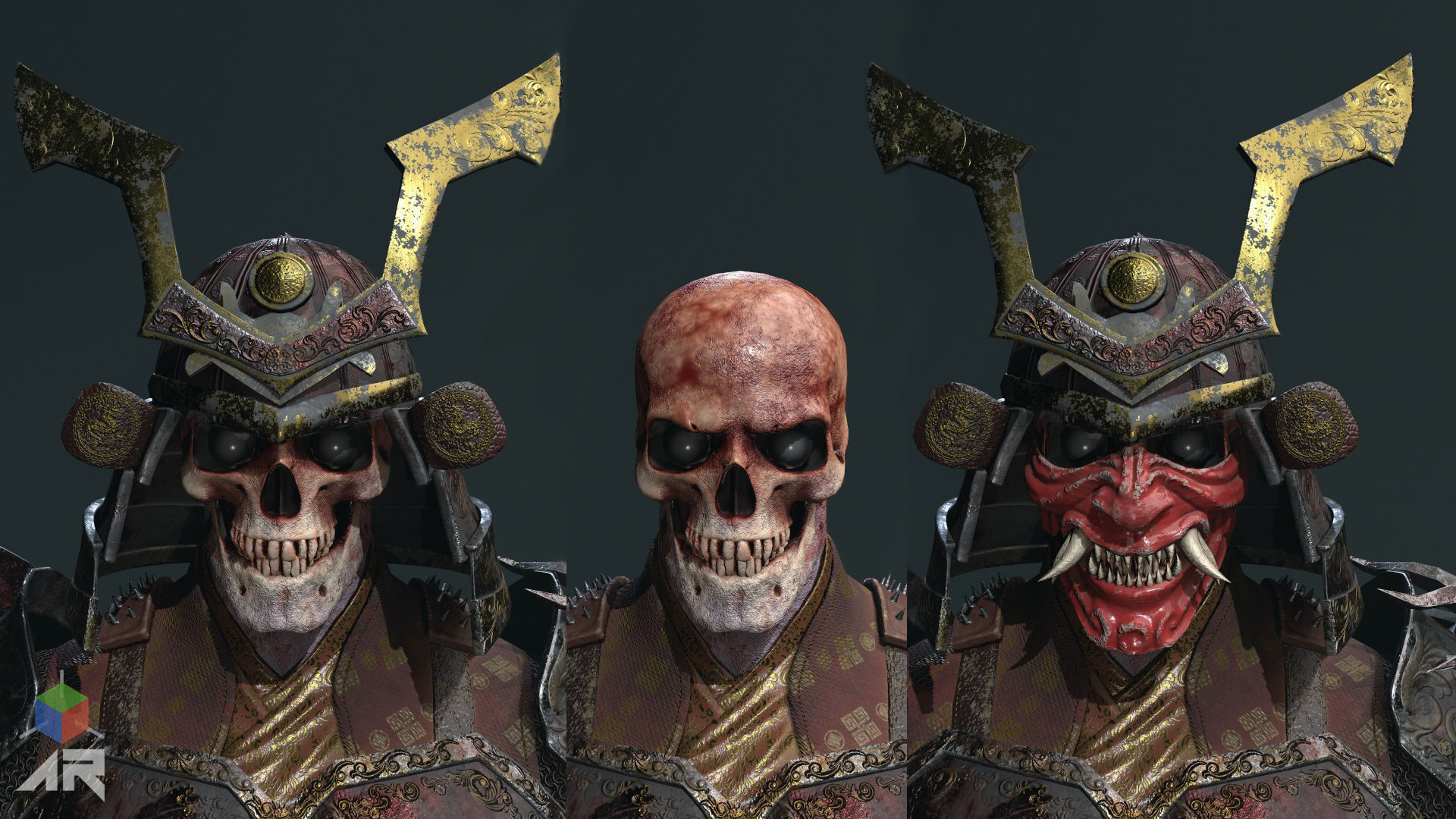 Dead Samurai Low-poly 3D model_6