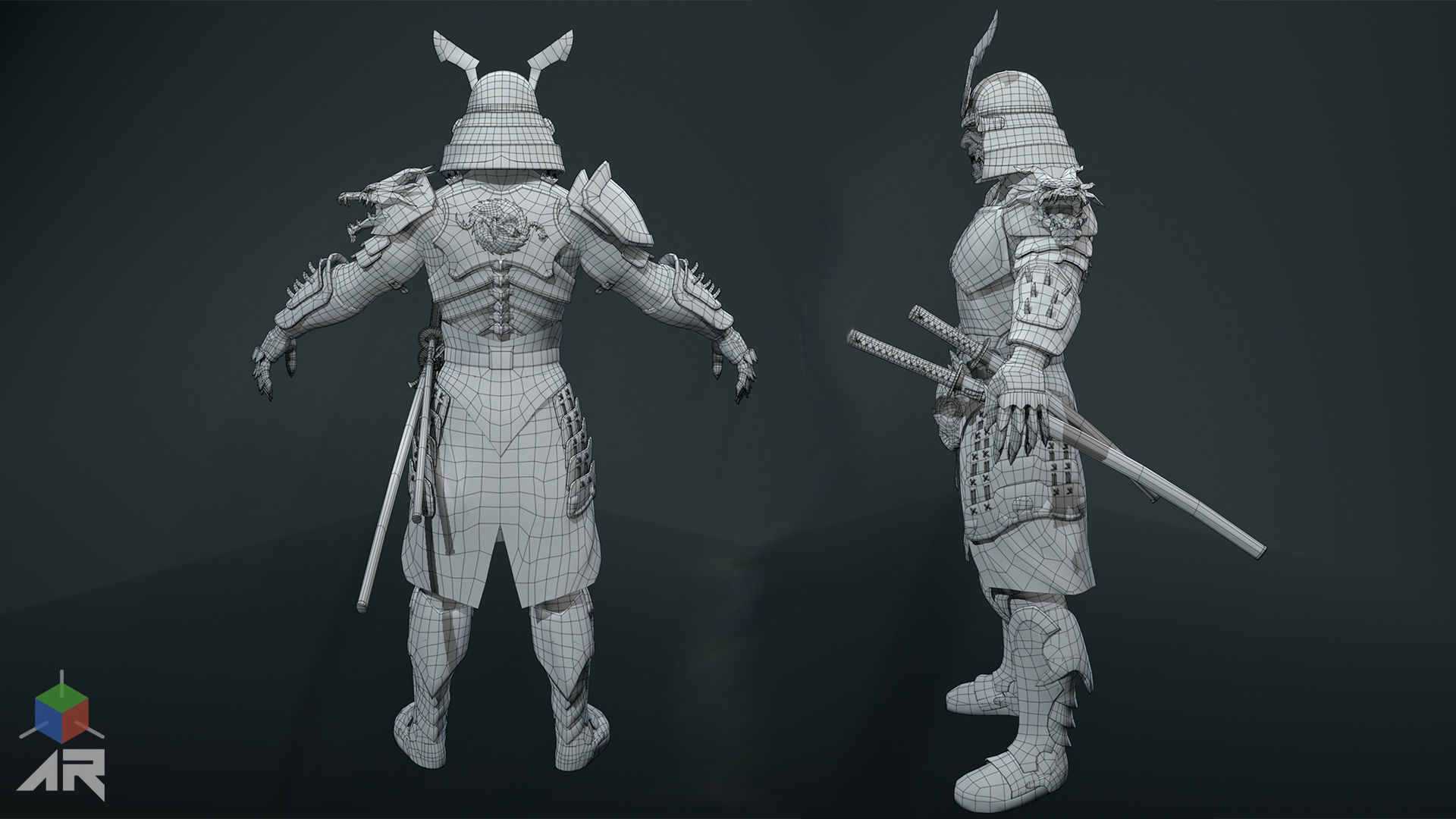 Dead Samurai Low-poly 3D model_11