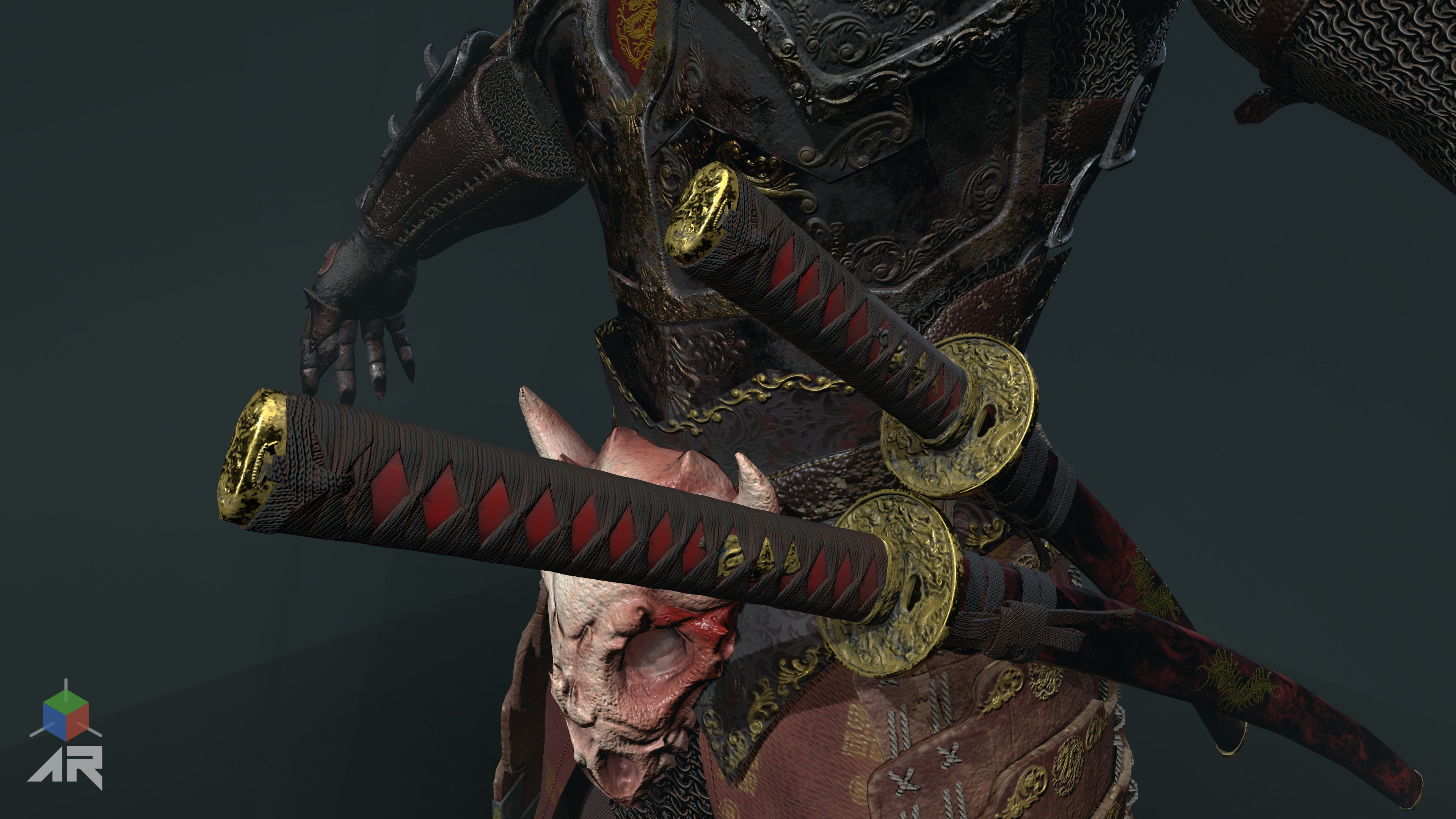 Dead Samurai Low-poly 3D model_14