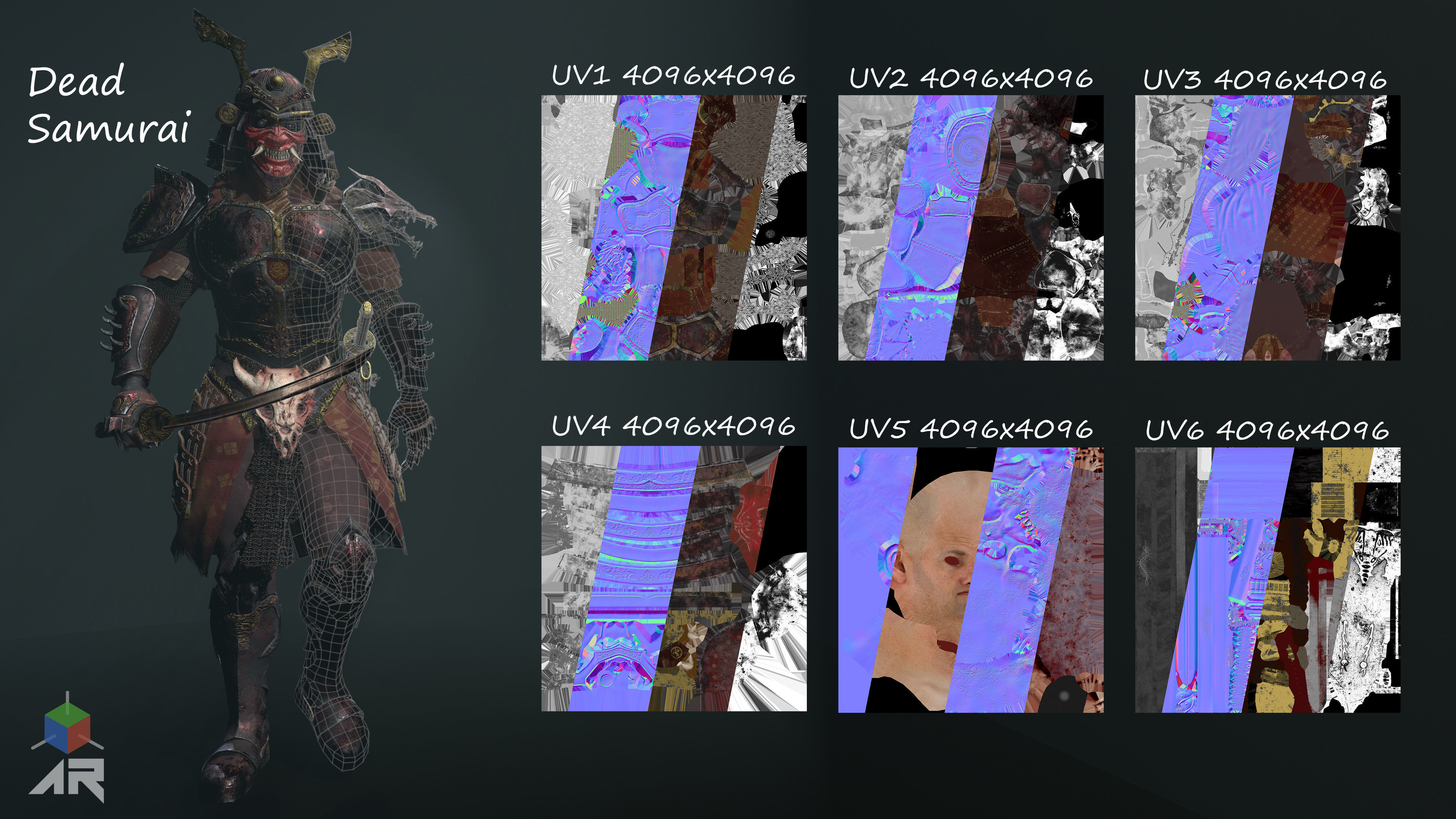 Dead Samurai Low-poly 3D model_4