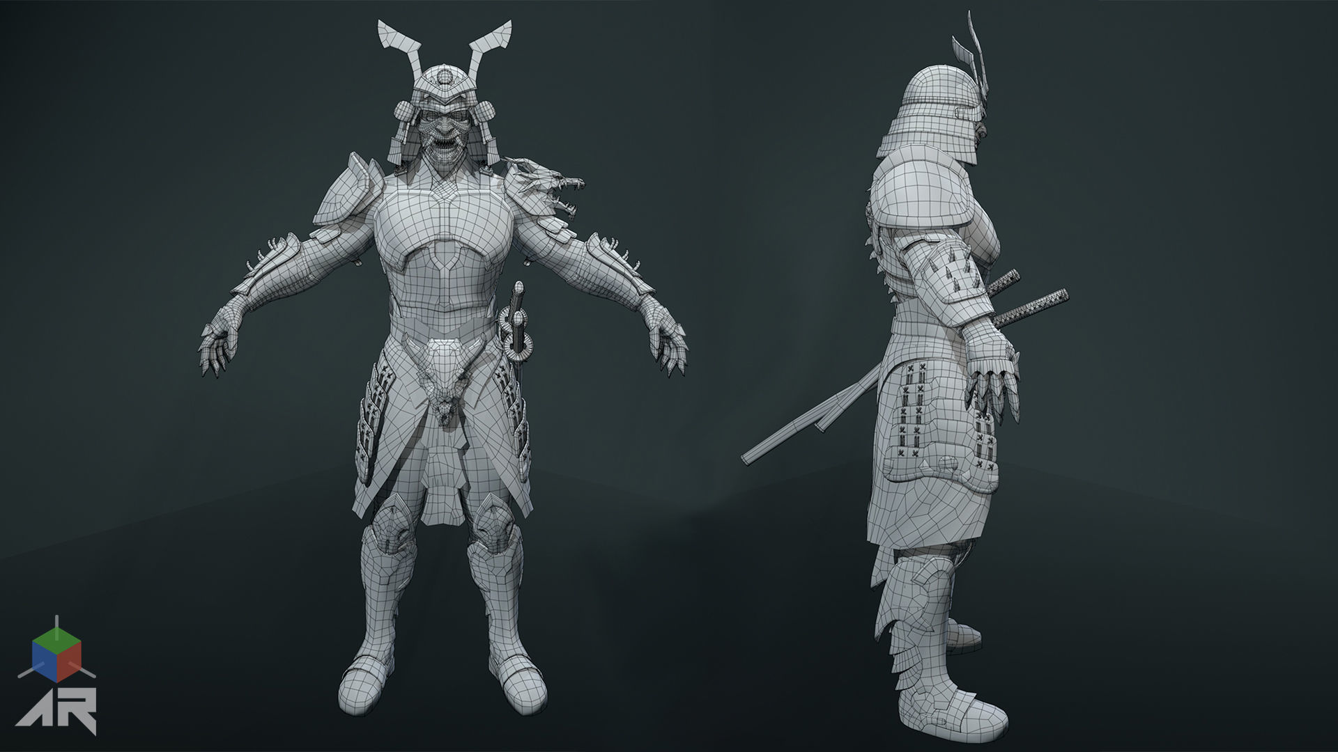 Dead Samurai Low-poly 3D model_9