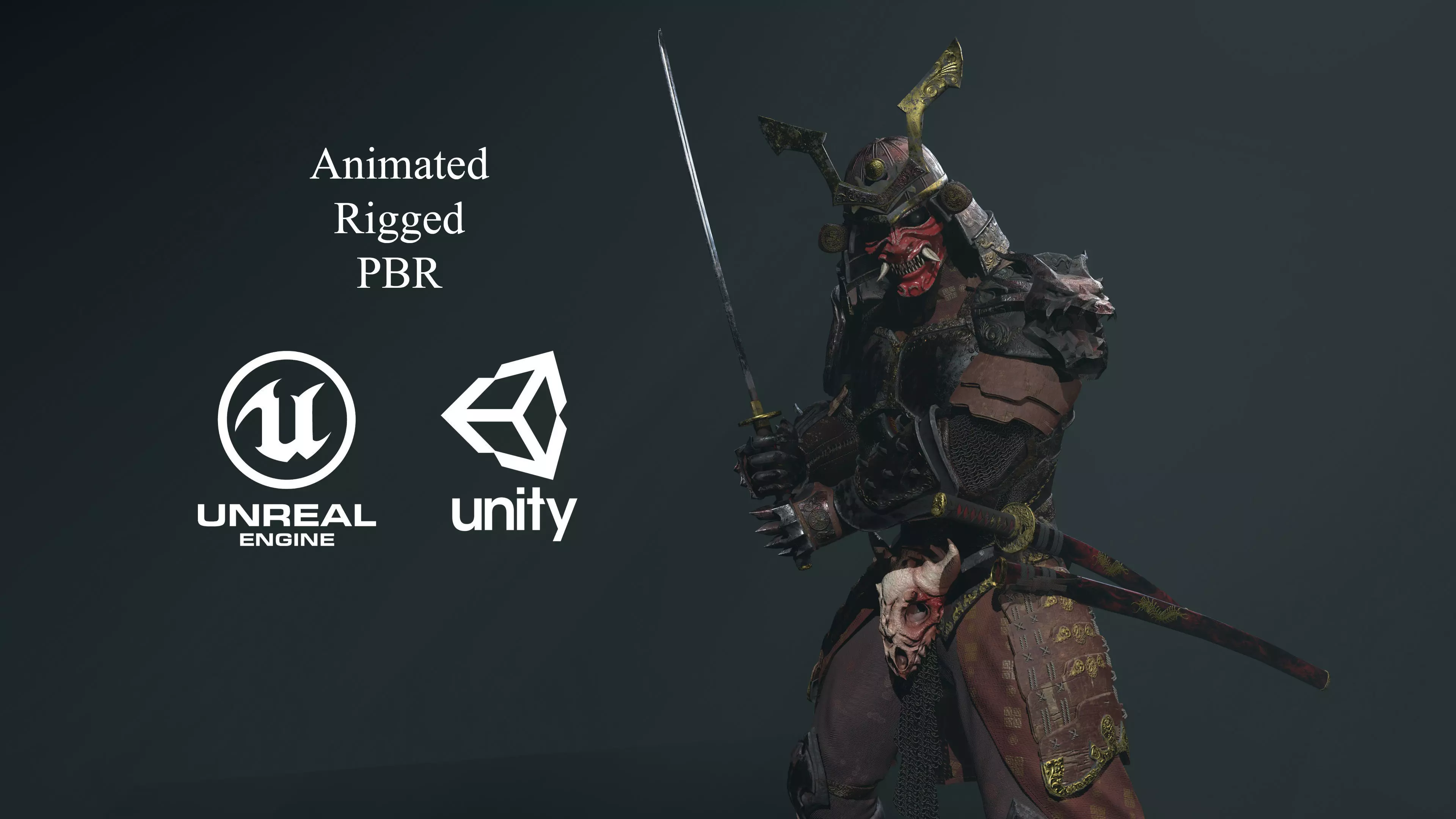 Dead Samurai Low-poly 3D model_0
